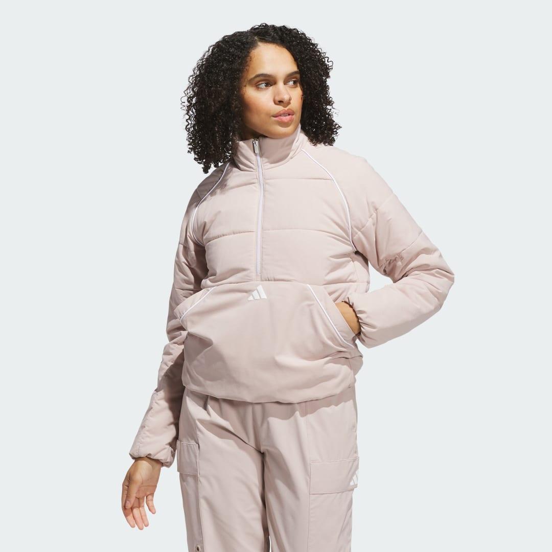 adidas Beyond Twistweave Loose Quarter-Zip Jacket Wonder Taupe M Womens Product Image