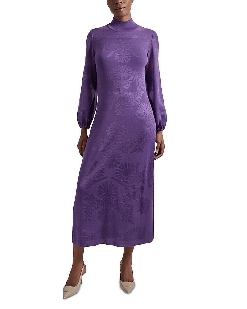 Misook Mock Neck Burnout Knit Midi Dress Product Image