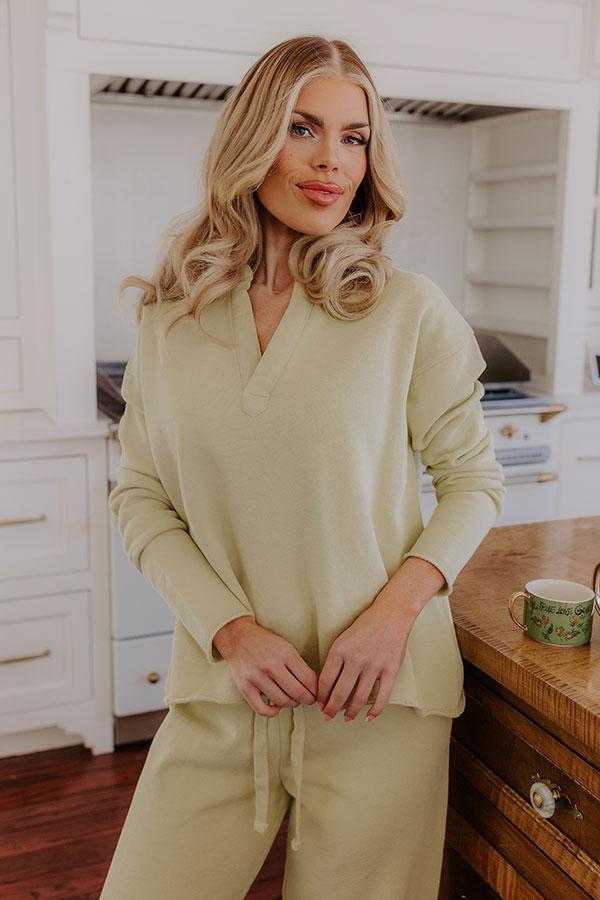 Cozy Cues Sweatshirt in Light Chartreuse Product Image
