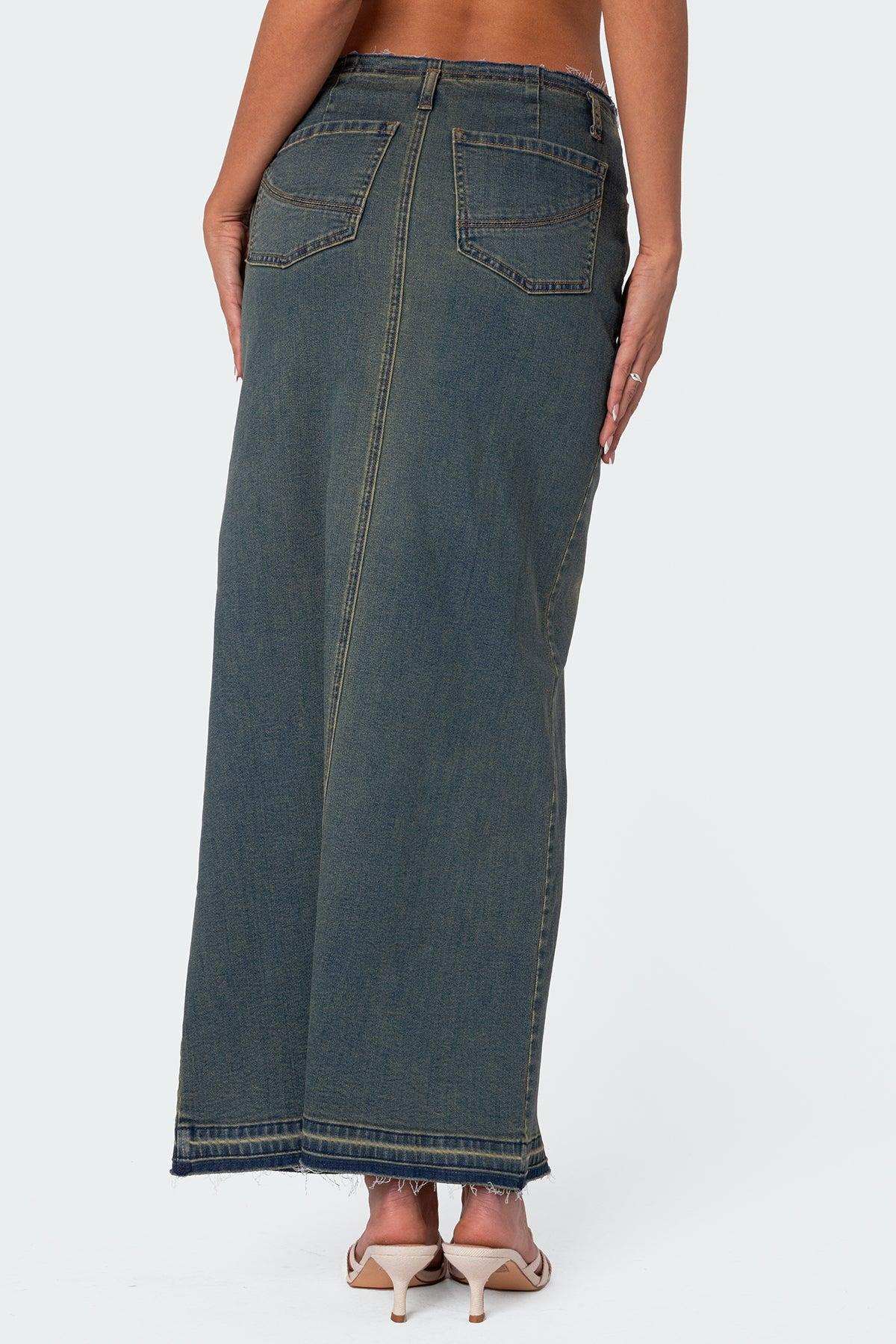 Lexy Washed Denim Maxi Skirt Product Image