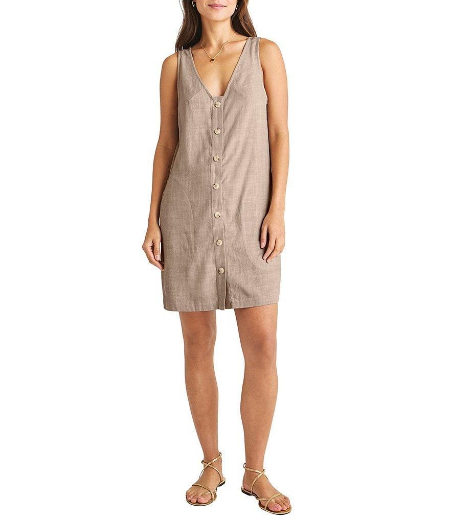 Splendid Haley Linen V-Neck Button Down Shift Dress Product Image