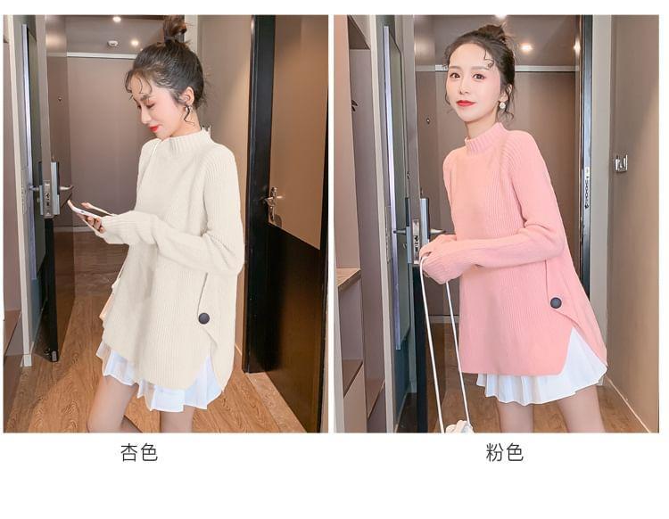 Maternity Mock Neck Plain Sweater Product Image