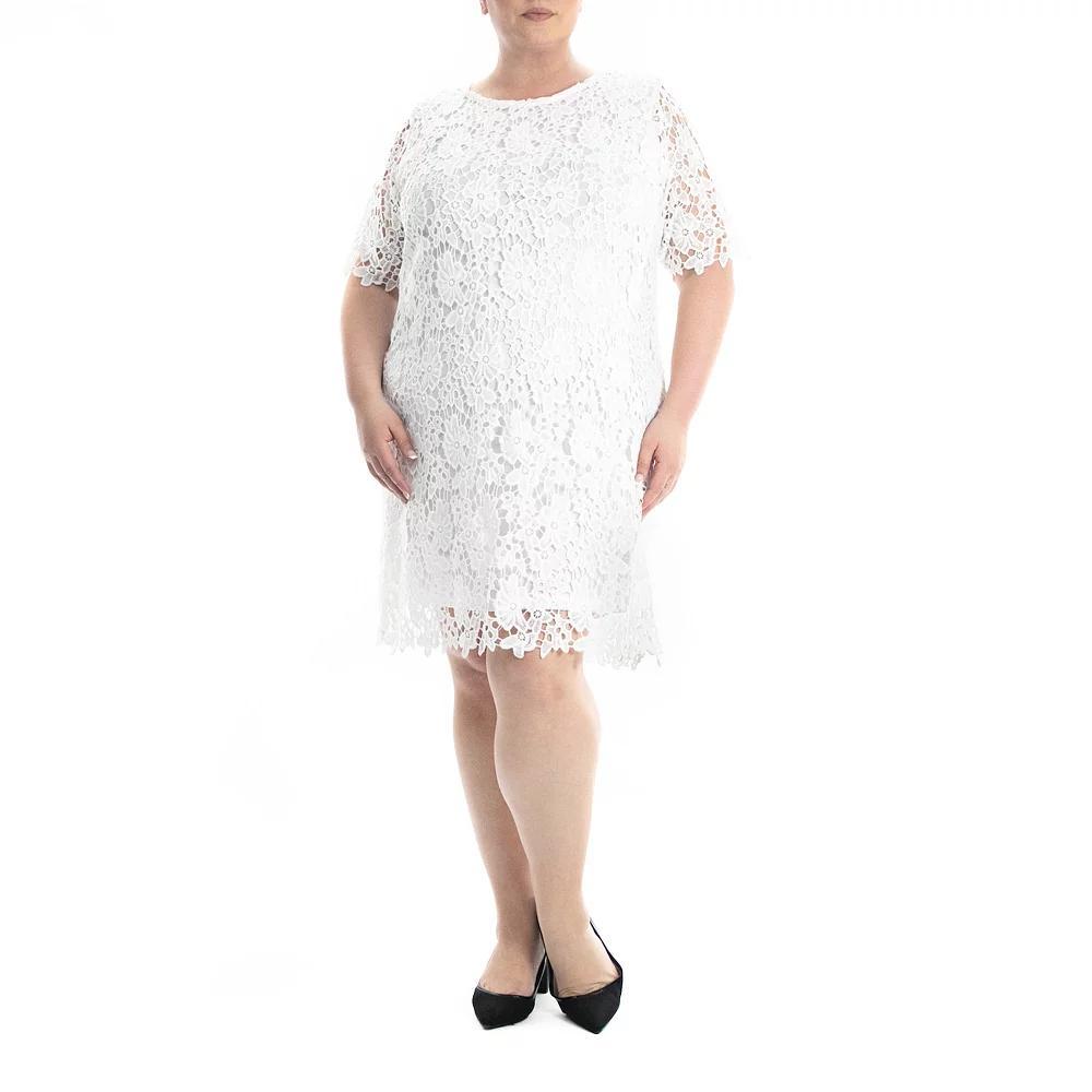 Plus Size Nina Leonard Lace Sheath Dress, Women's, Size: 3XL, Purple Product Image