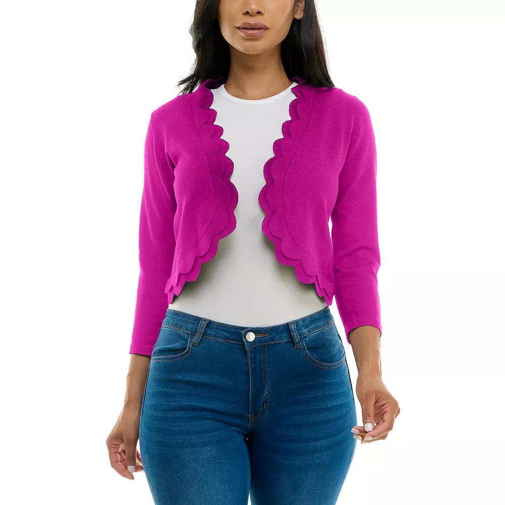 Women's Nina Leonard Scallop Trim Bolero, Size: Small, Blue Product Image