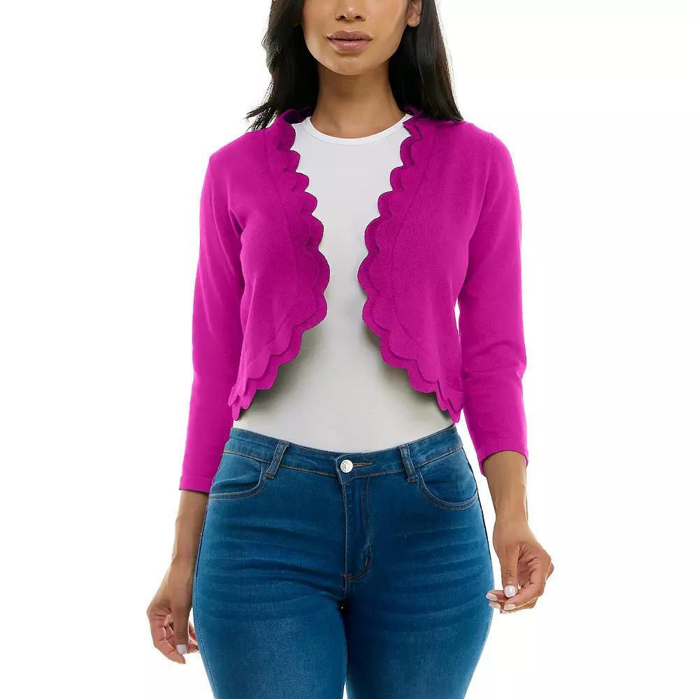 Women's Nina Leonard Scallop Trim Bolero, Size: Large, Dragon Fruit Product Image