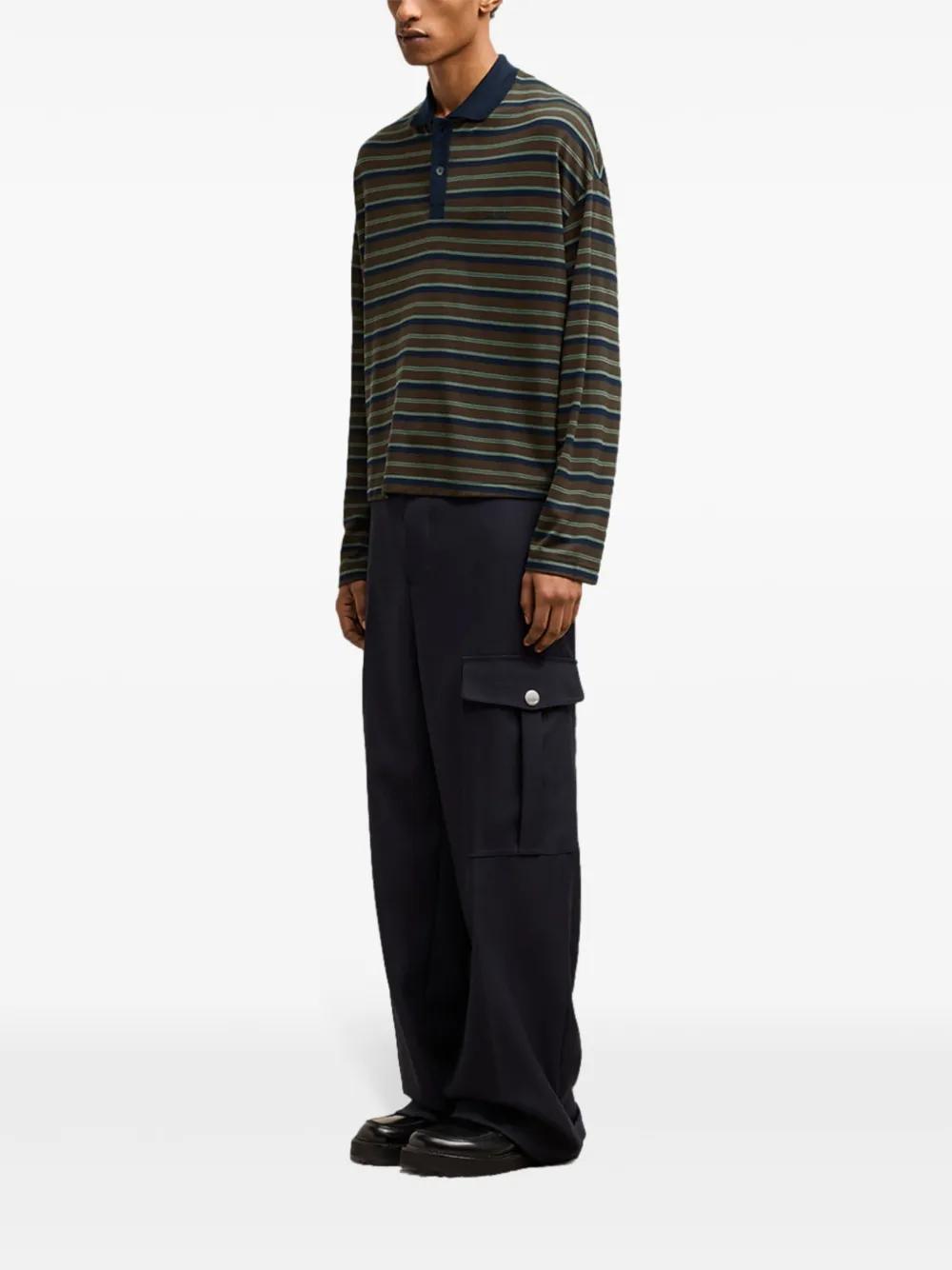 striped lyocell polo shirt Product Image