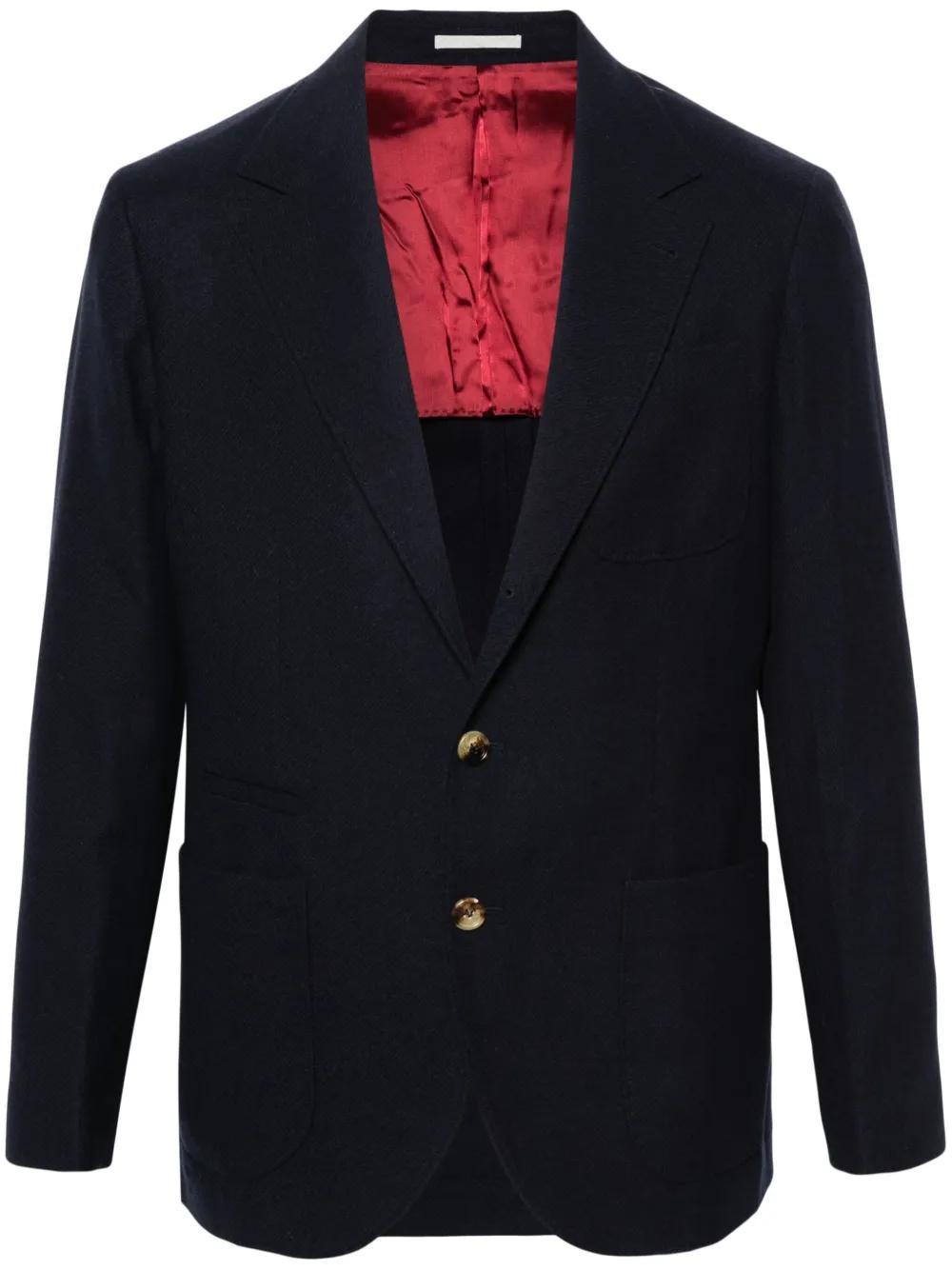 BRUNELLO CUCINELLI Single-breasted Virgin Wool Blazer In Blue Product Image
