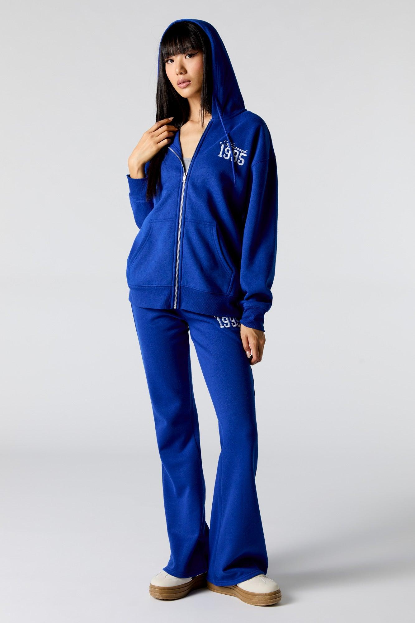 City Embroidered Zip-Up Fleece Hoodie Female Product Image