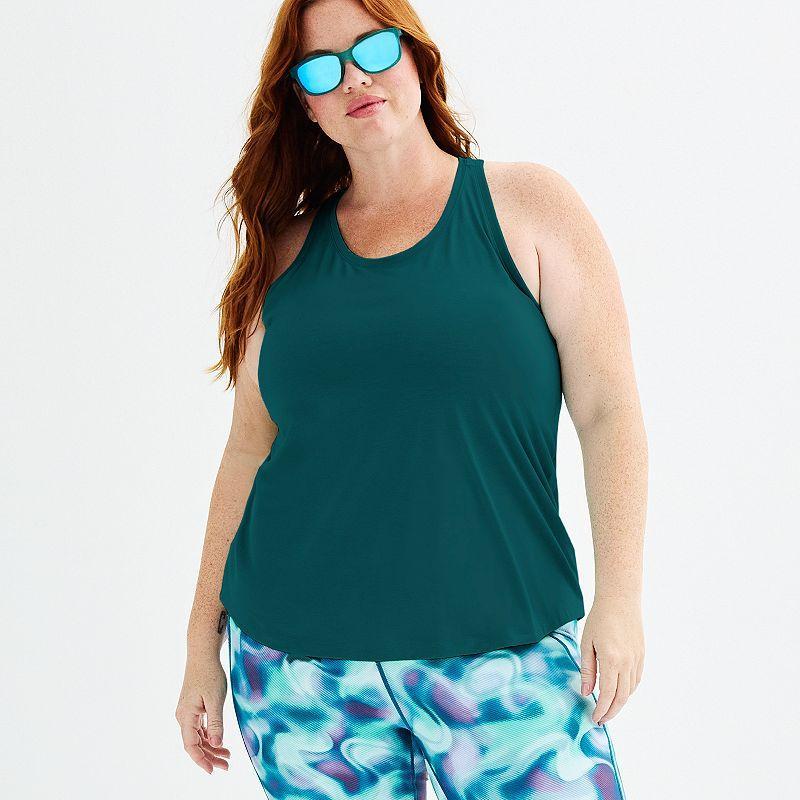 Plus Size Tek Gear Racerback Tank Top, Womens Smokey Grey Product Image