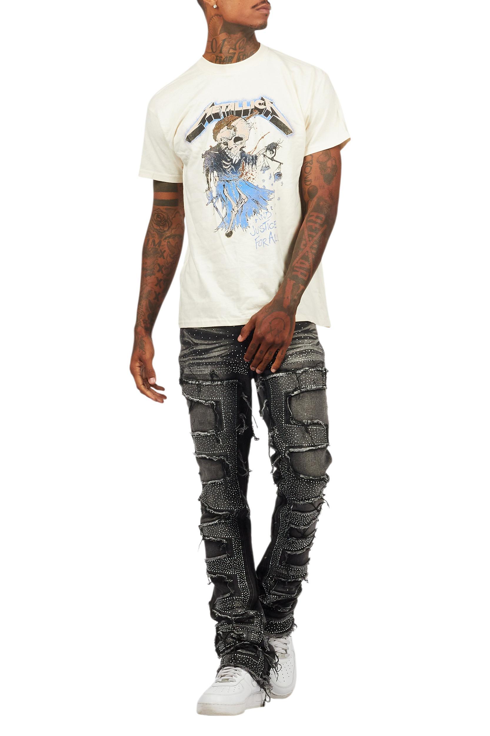 Metallica Justice Beige/Blue Graphic T-Shirt Male Product Image