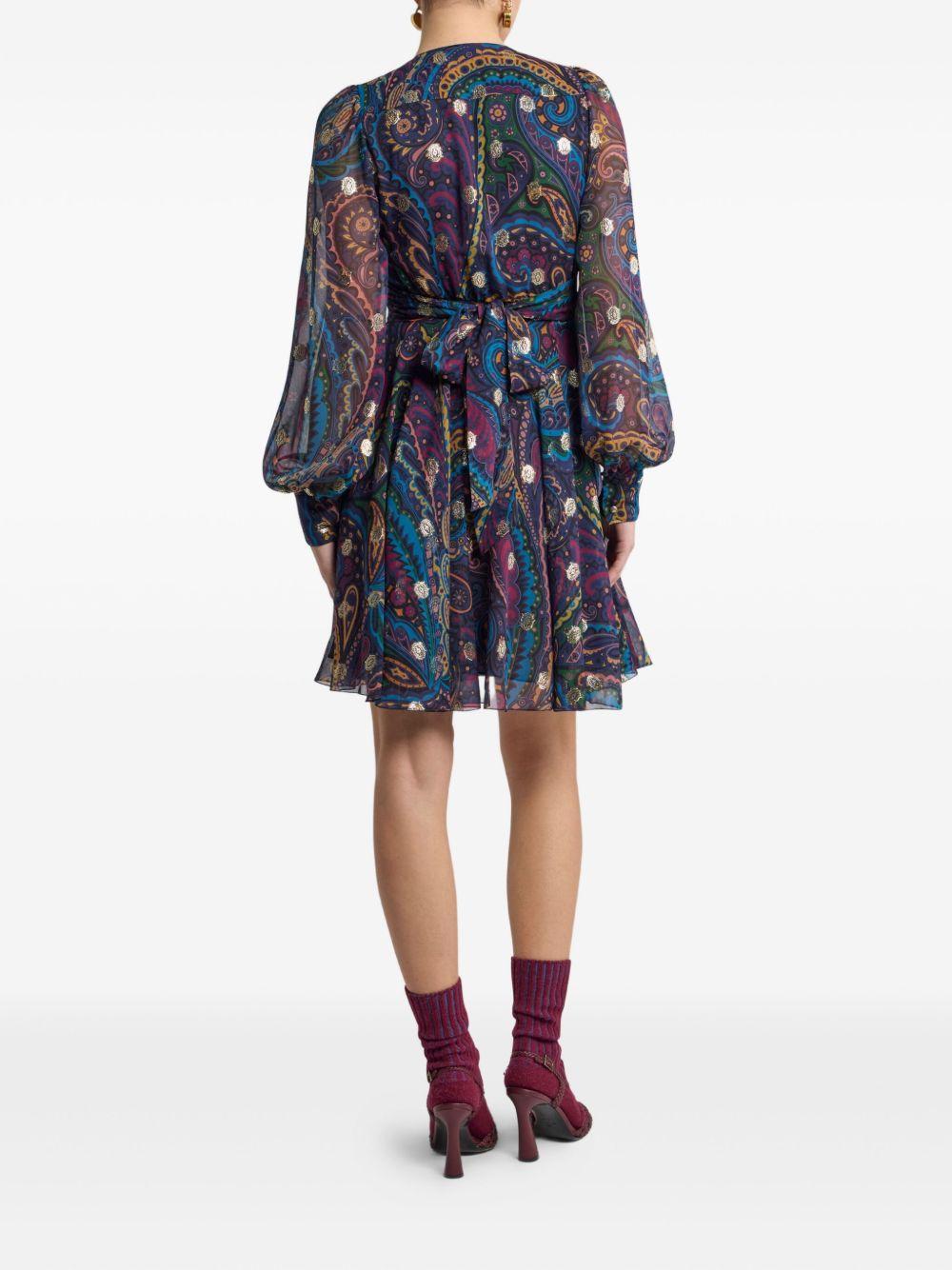 paisley-print V-neck mini day dress Product Image