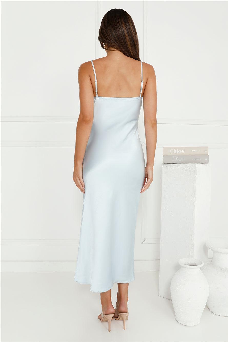 Tinsel Touch Satin Sequin Maxi Dress Blue Product Image