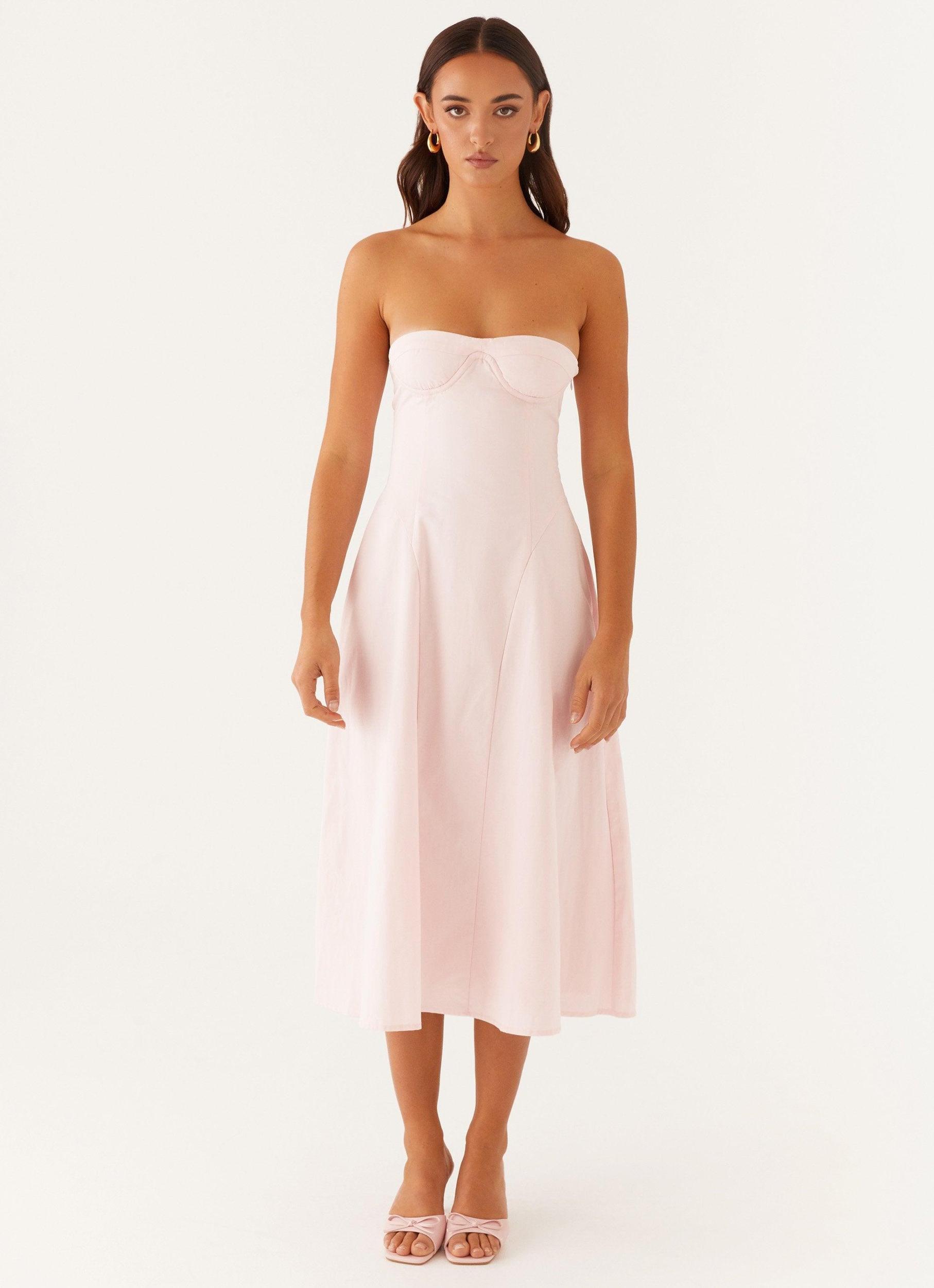 Maika Strapless Midi Dress - Pink Product Image