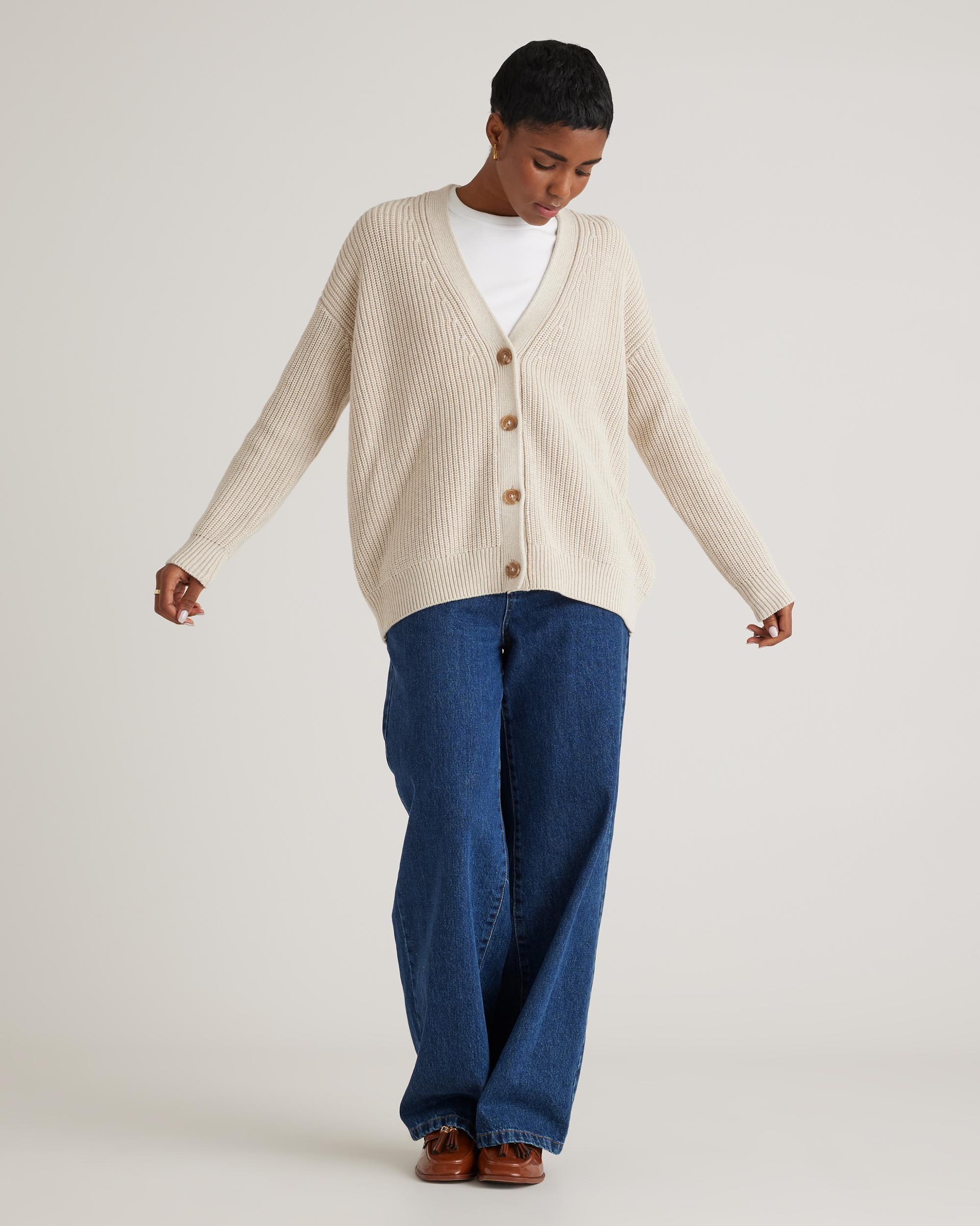 Quince | Women's OverSized Boyfriend Cardigan Sweater Size XL, Organic Cotton Product Image