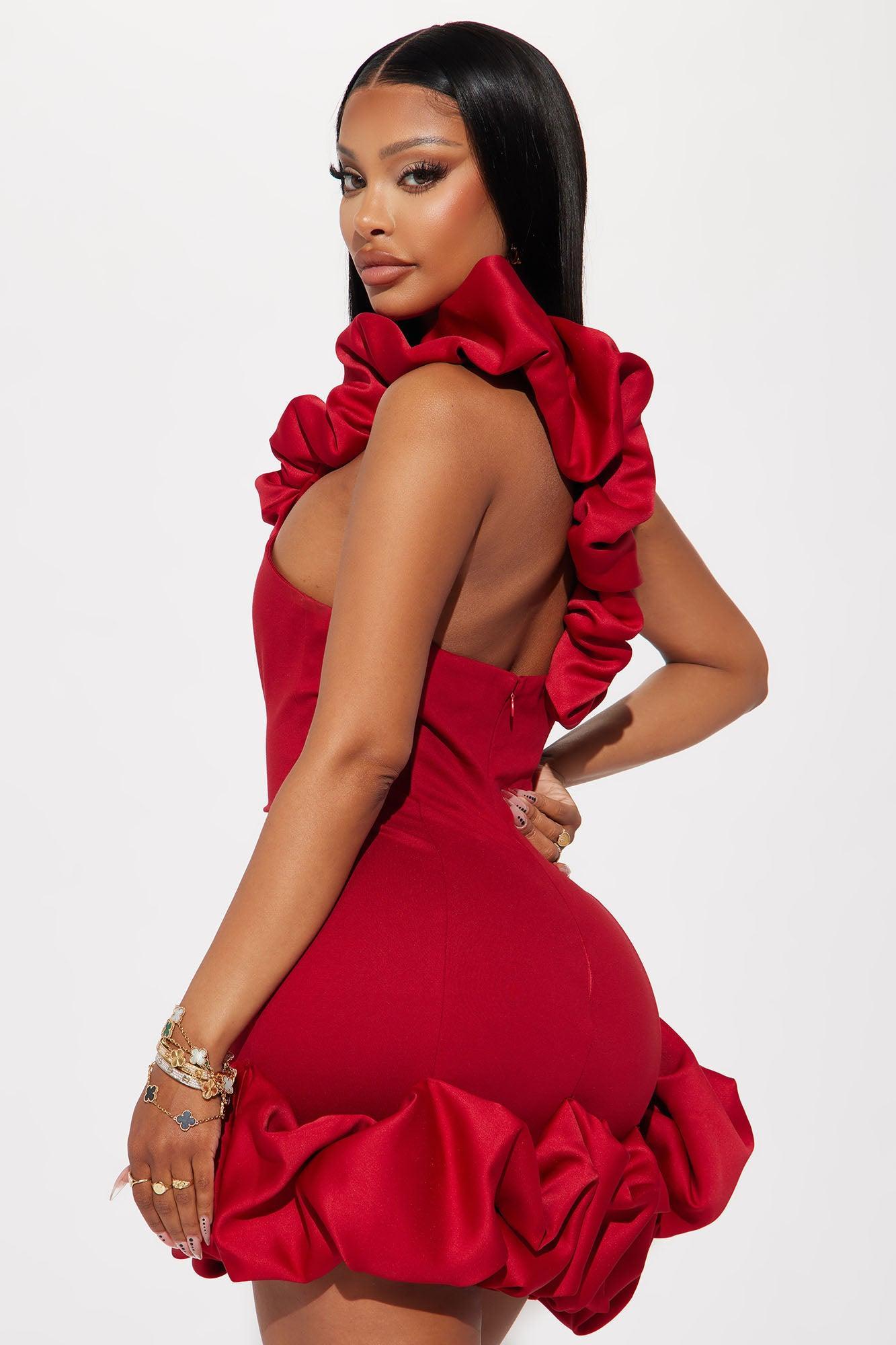 Wilma Ruffle Mini Dress - Red Product Image