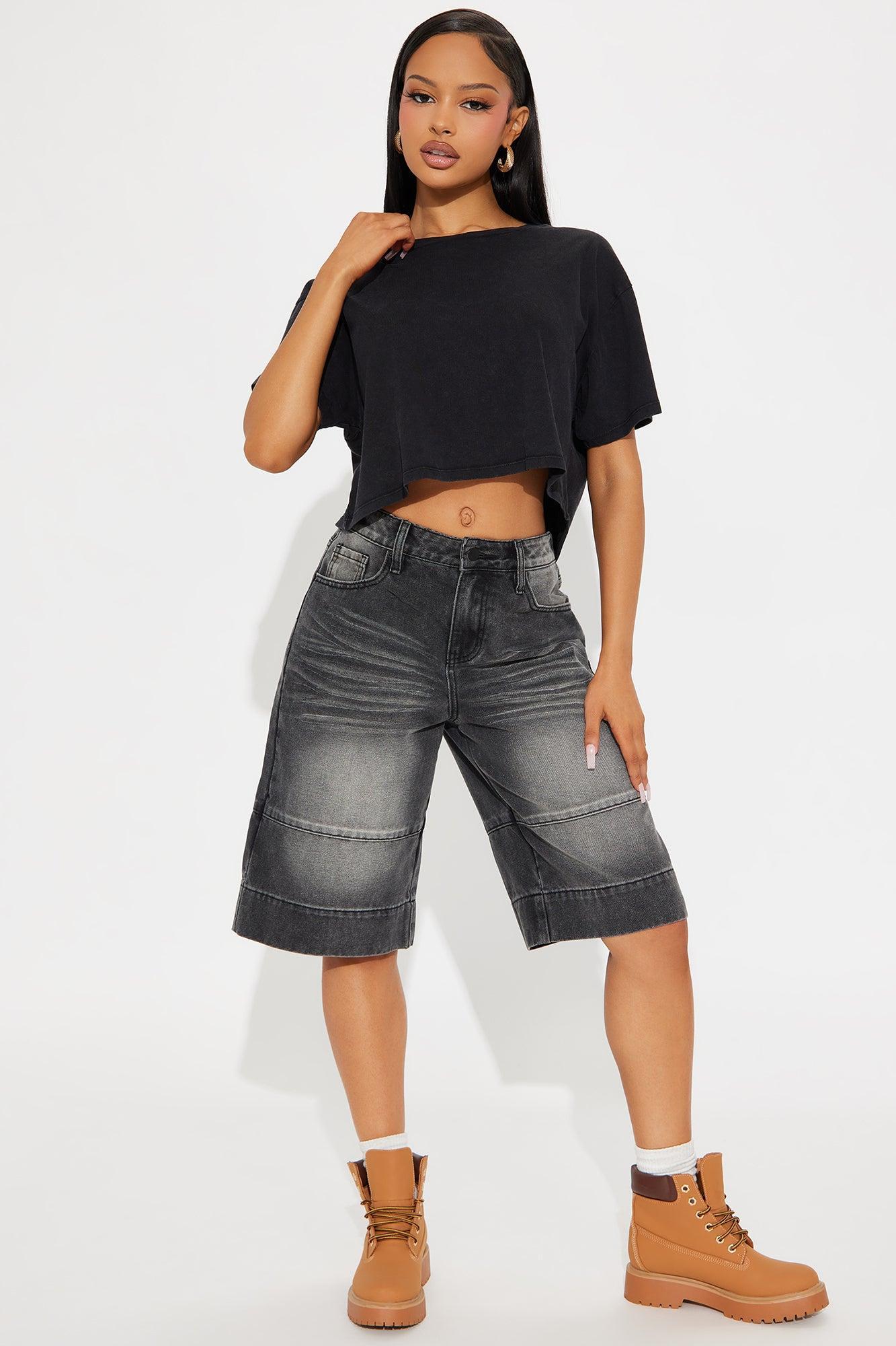 Keeping It Cool Denim Jorts - Black Wash Product Image