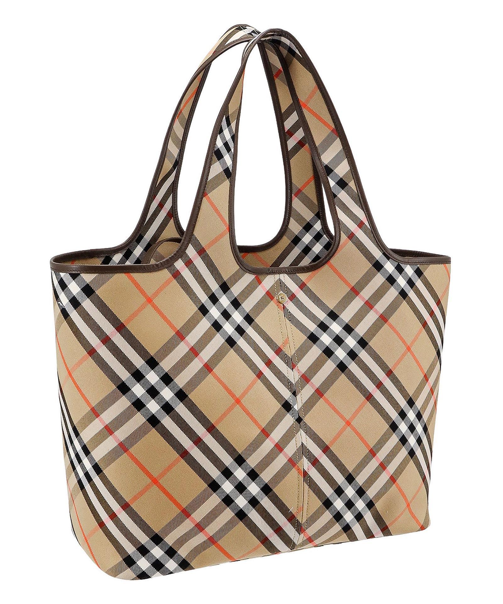 BURBERRY Check Medium Tote Bag In Beige Product Image