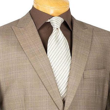 Alexander Collection - Men's Regular Fit Tan Double Breasted 2 Piece Suit with Adjustable Waistband Pants Product Image
