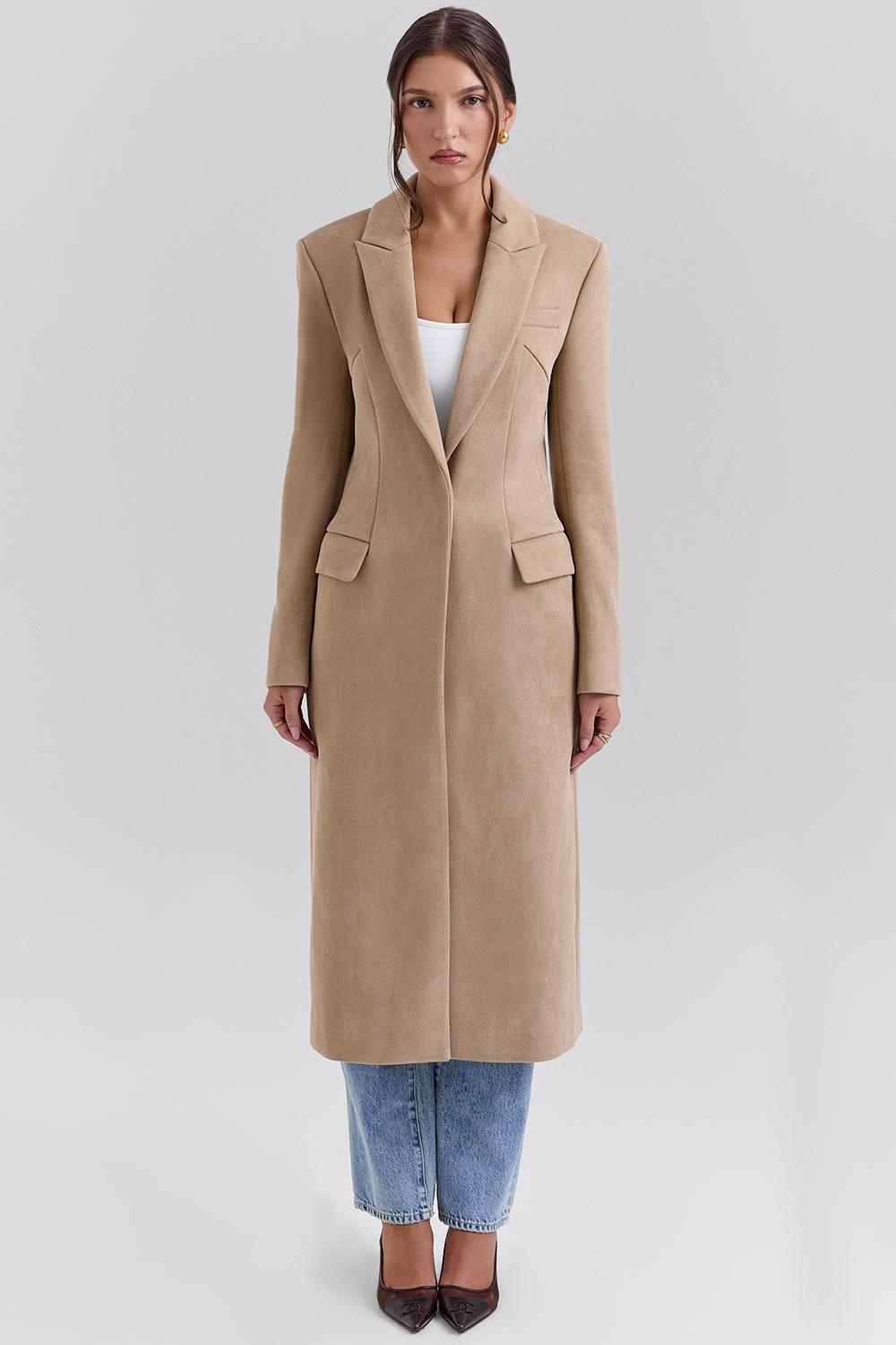 Remi Camel Single Breasted Long Coat Product Image