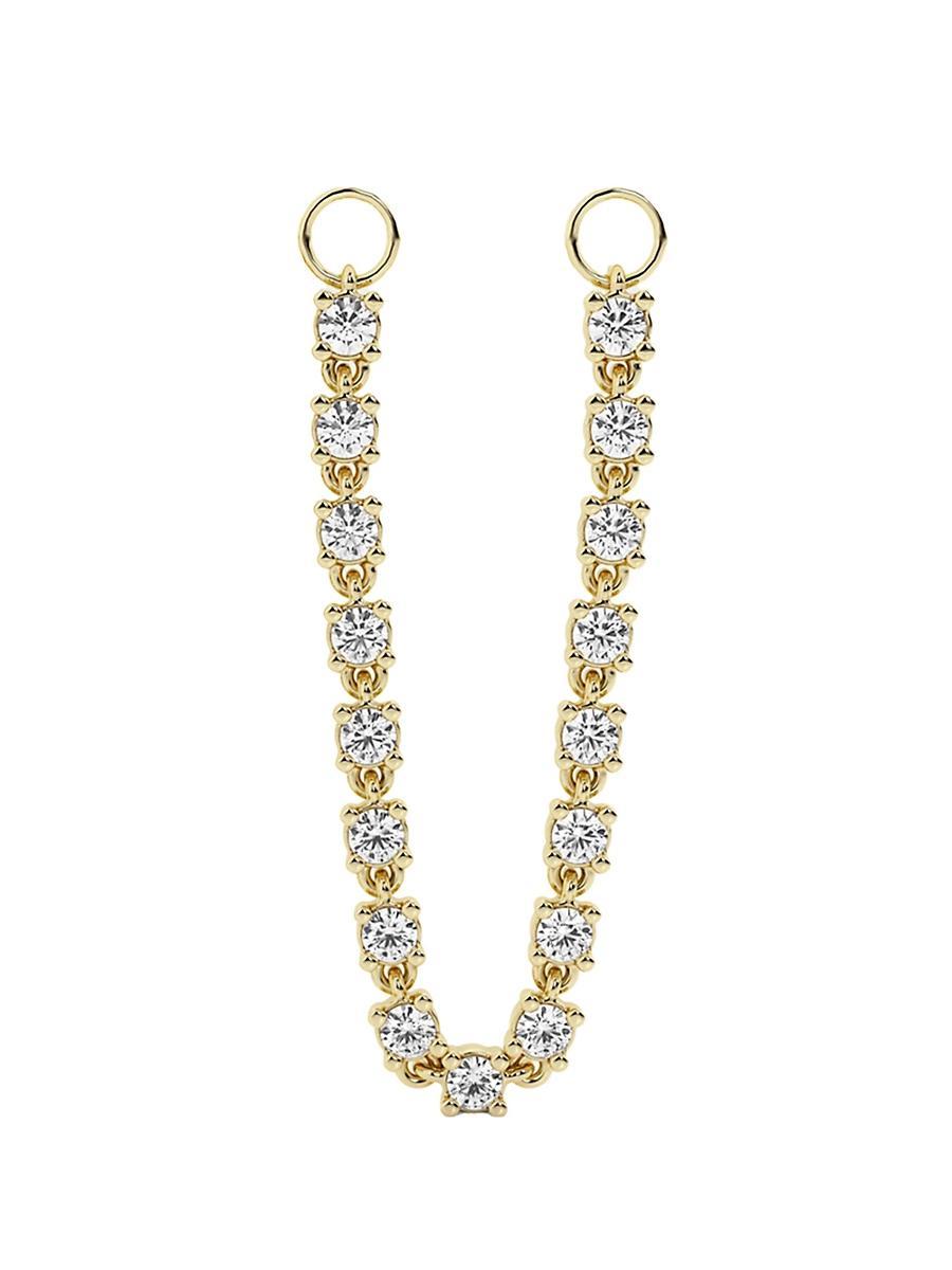 Womens 14K Yellow Gold & 1.00 TCW Lab-Grown Diamond Earring Chain Charm Product Image