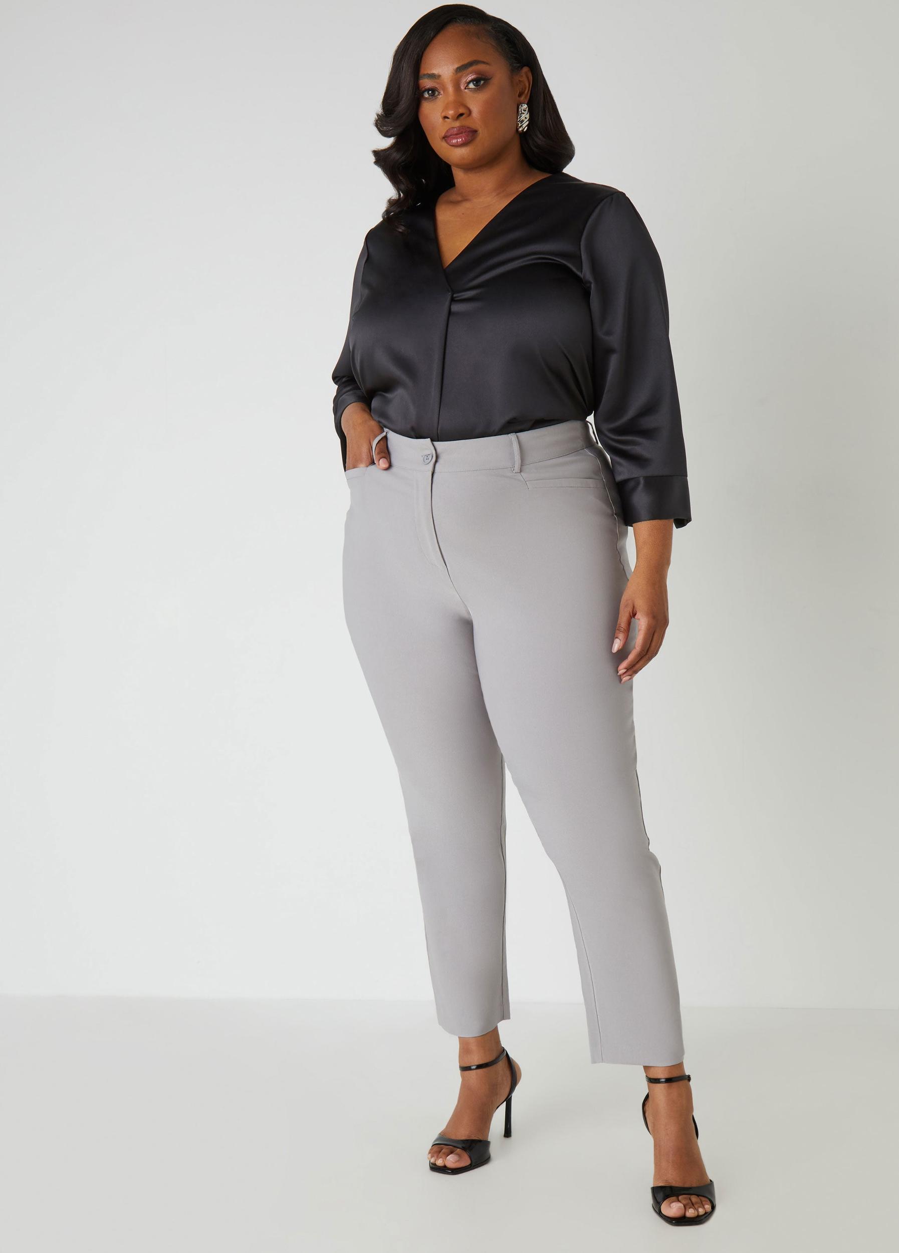 Plus Size High Rise Tapered Ankle Pants Ashley Stewart Product Image
