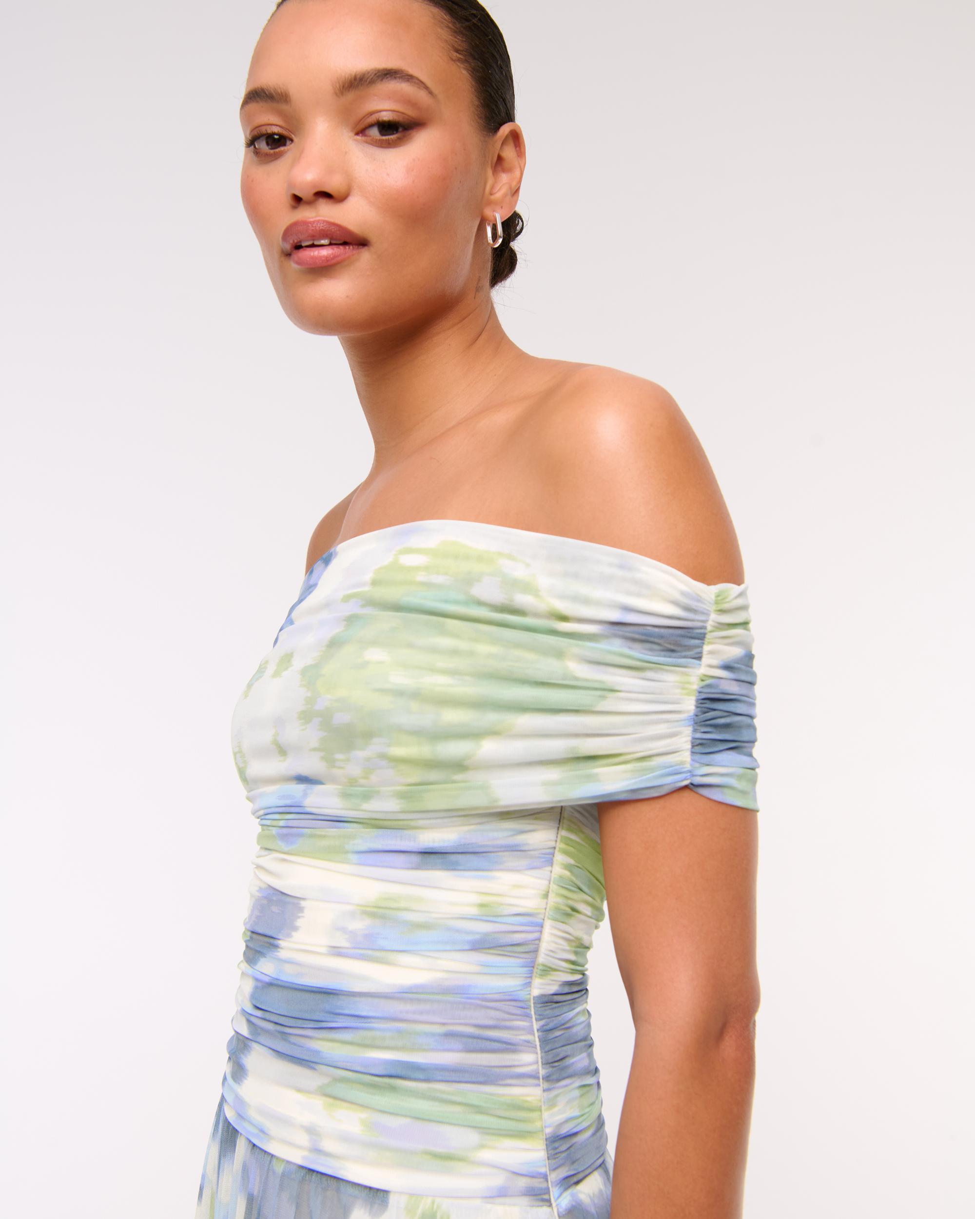 The A&F Giselle Drop-Waist Mesh Maxi Dress Product Image
