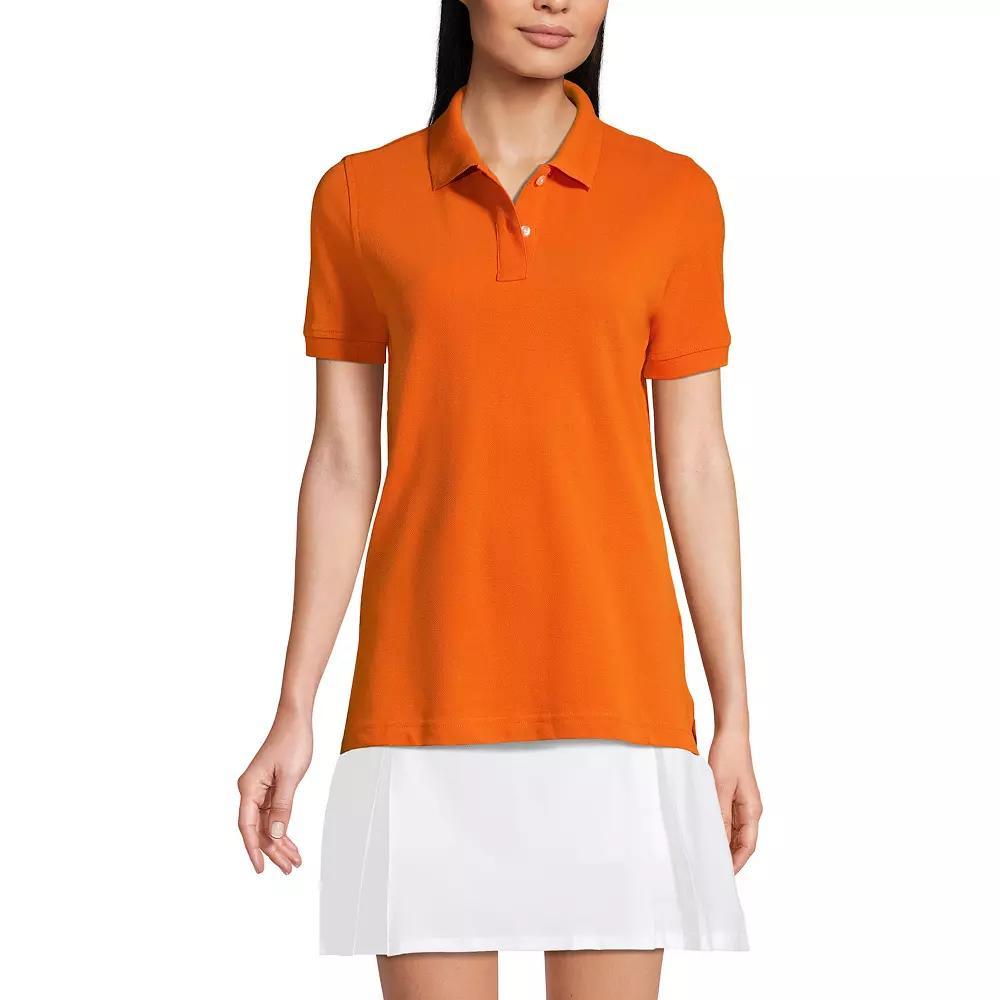 Womens Lands End School Uniform Short Sleeve Mesh Polo Shirt Classic Blue Product Image