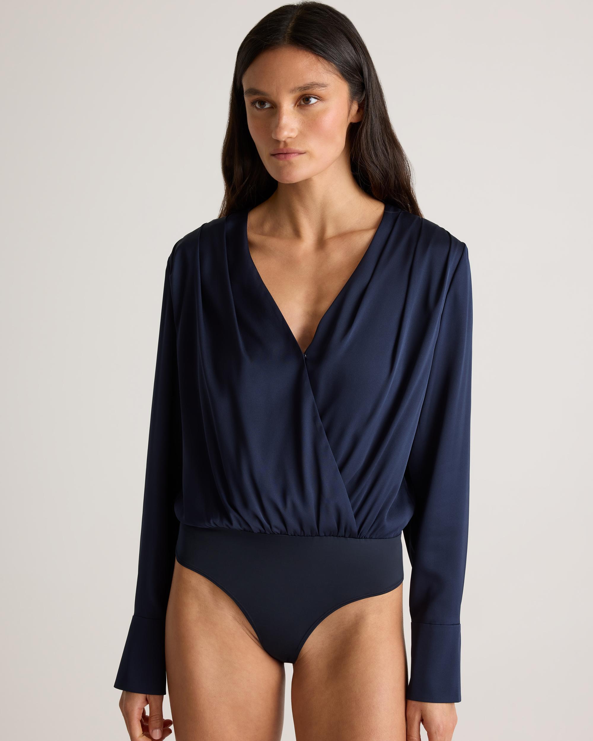 Quince | Women's Washable Stretch Silk Surplice Bodysuit Size XL Product Image