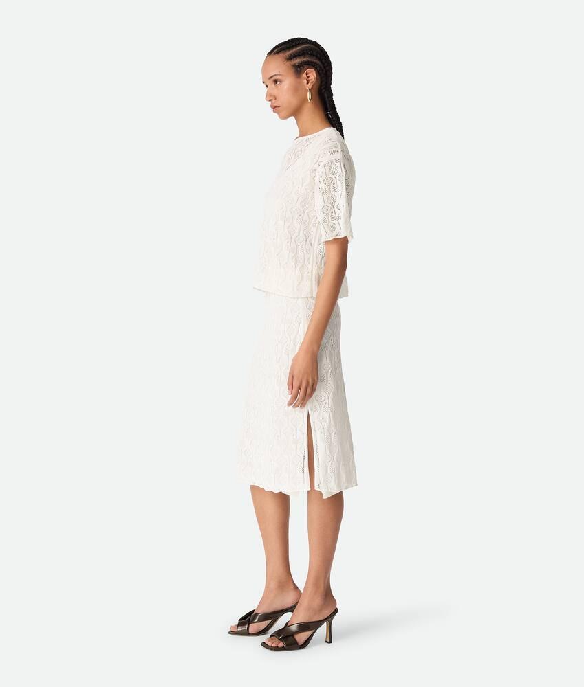 Women's Cotton And Silk Fish Lace Skirt in Chalk Product Image