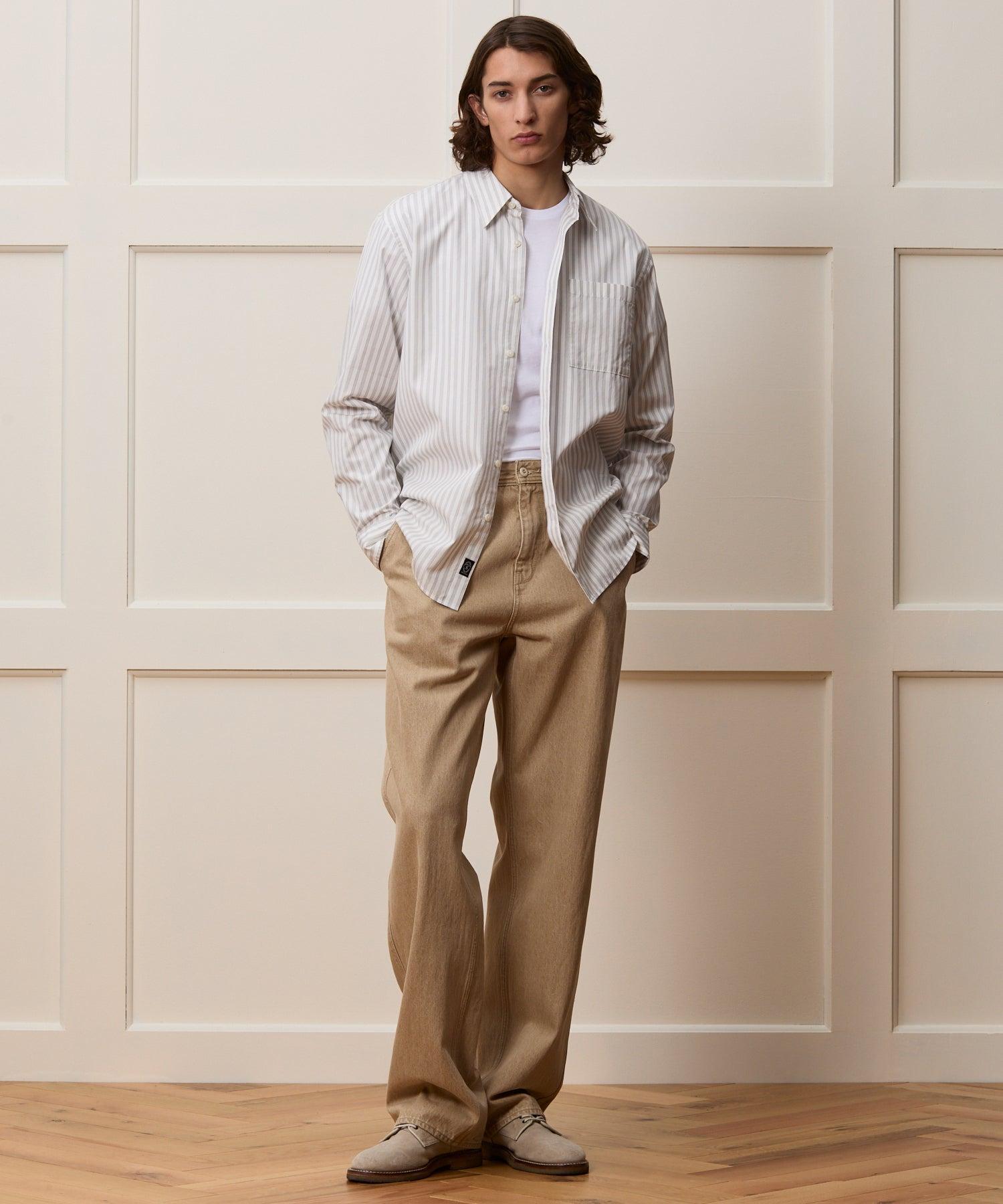Relaxed Cotton Poplin Point Collar Shirt Product Image