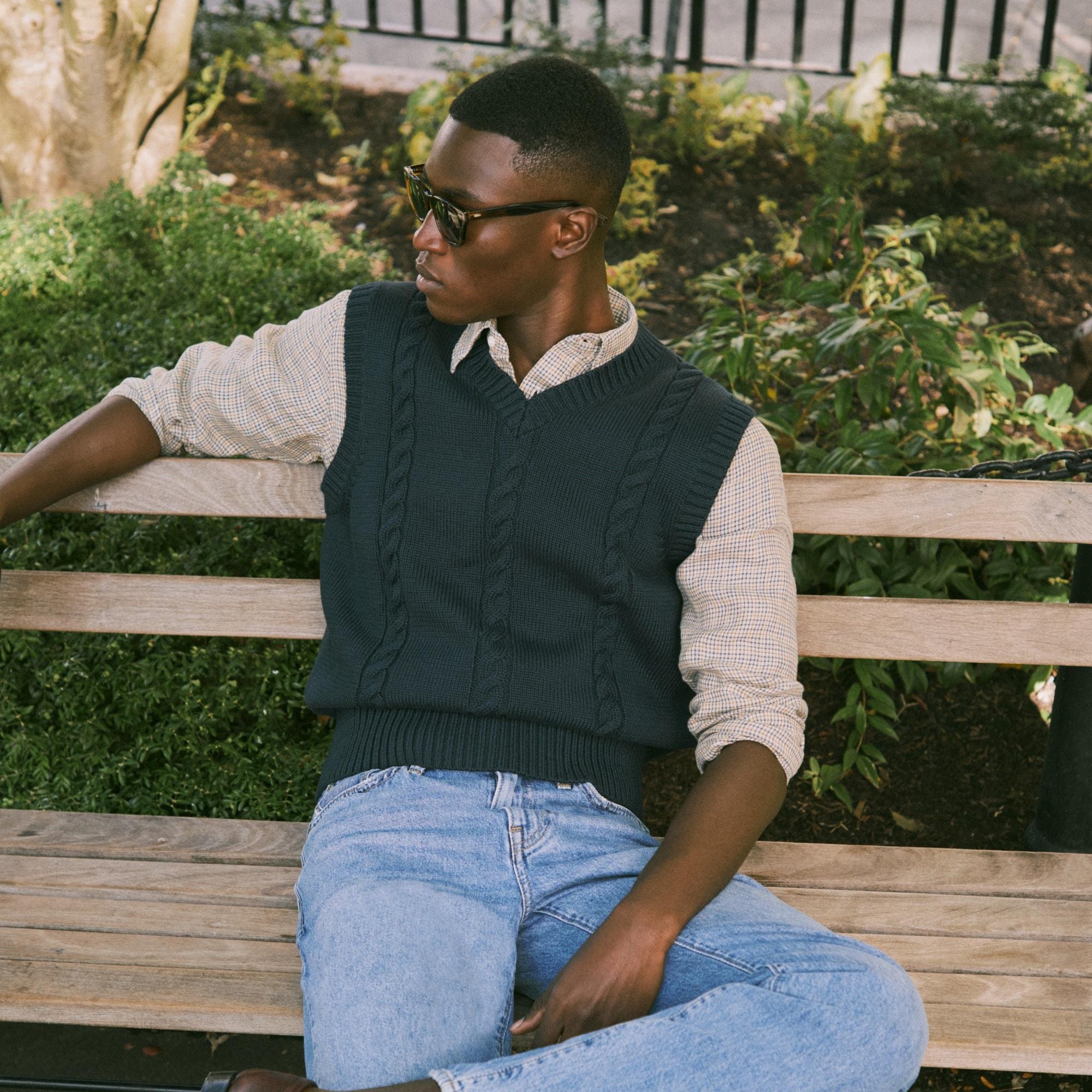 Cotton cable-knit sweater-vest Product Image