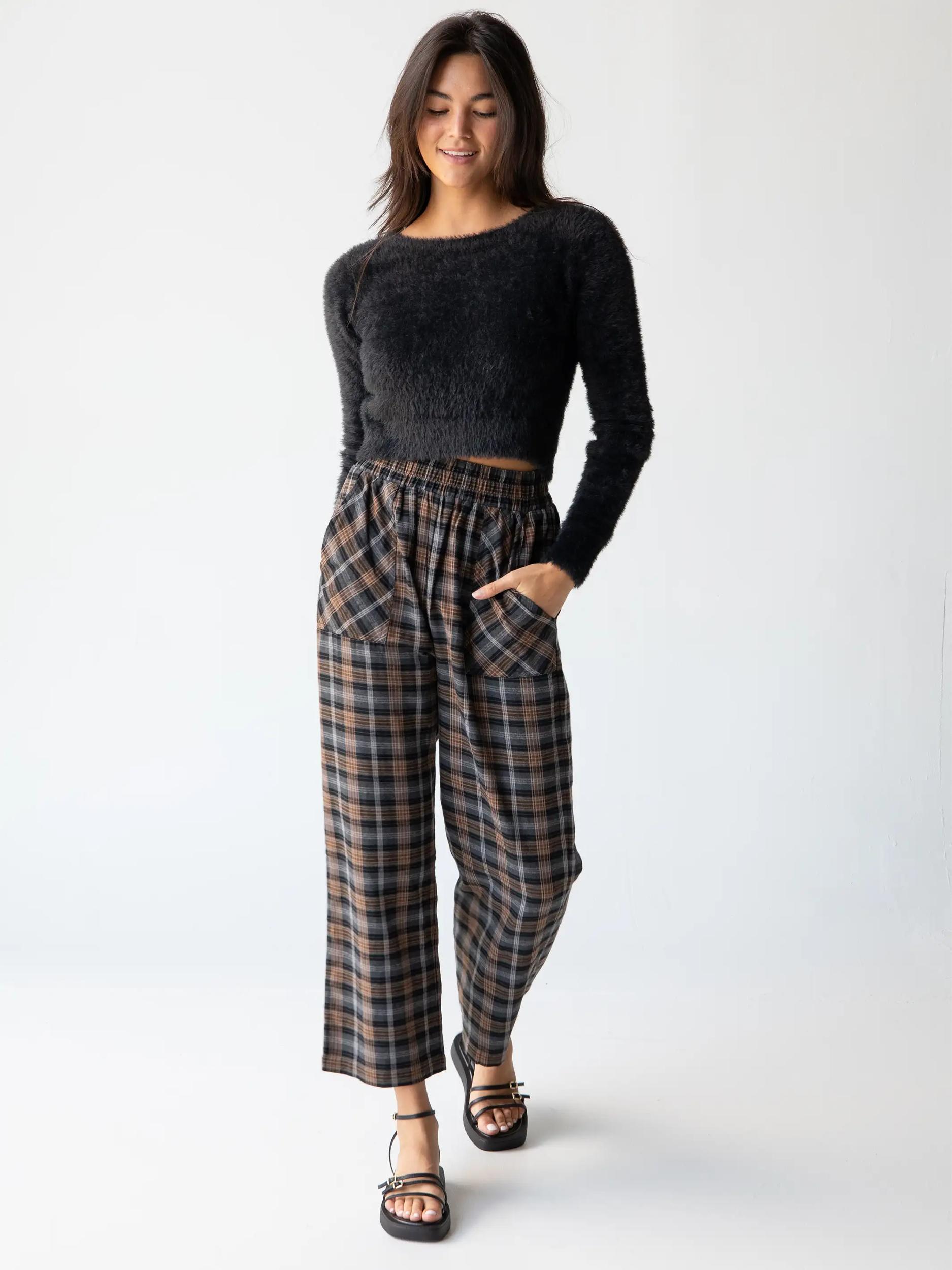 Beckett Flannel Pant - Brown Grey Plaid Product Image