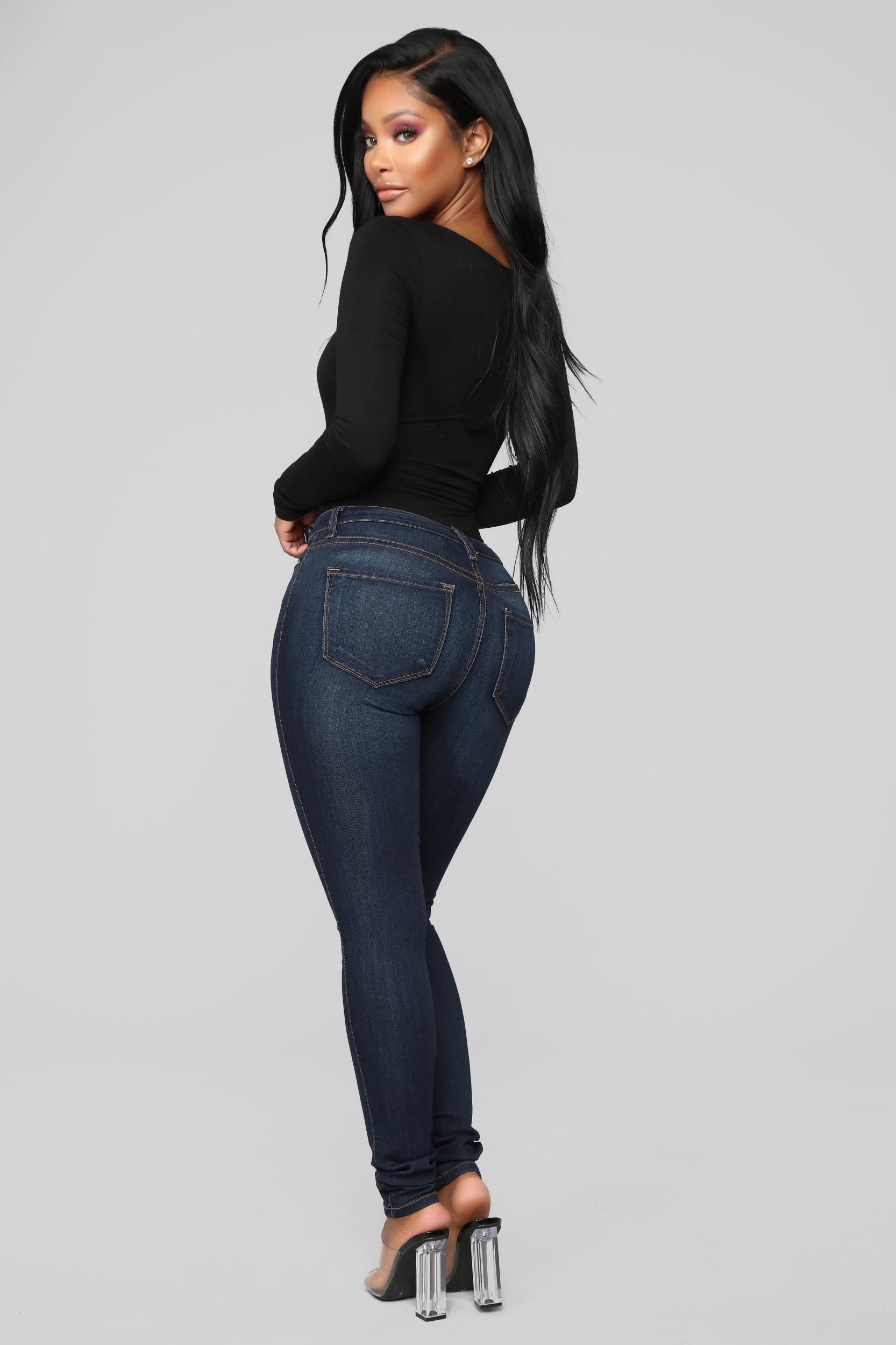 Classic Mid Rise Skinny Jeans - Dark Denim Product Image