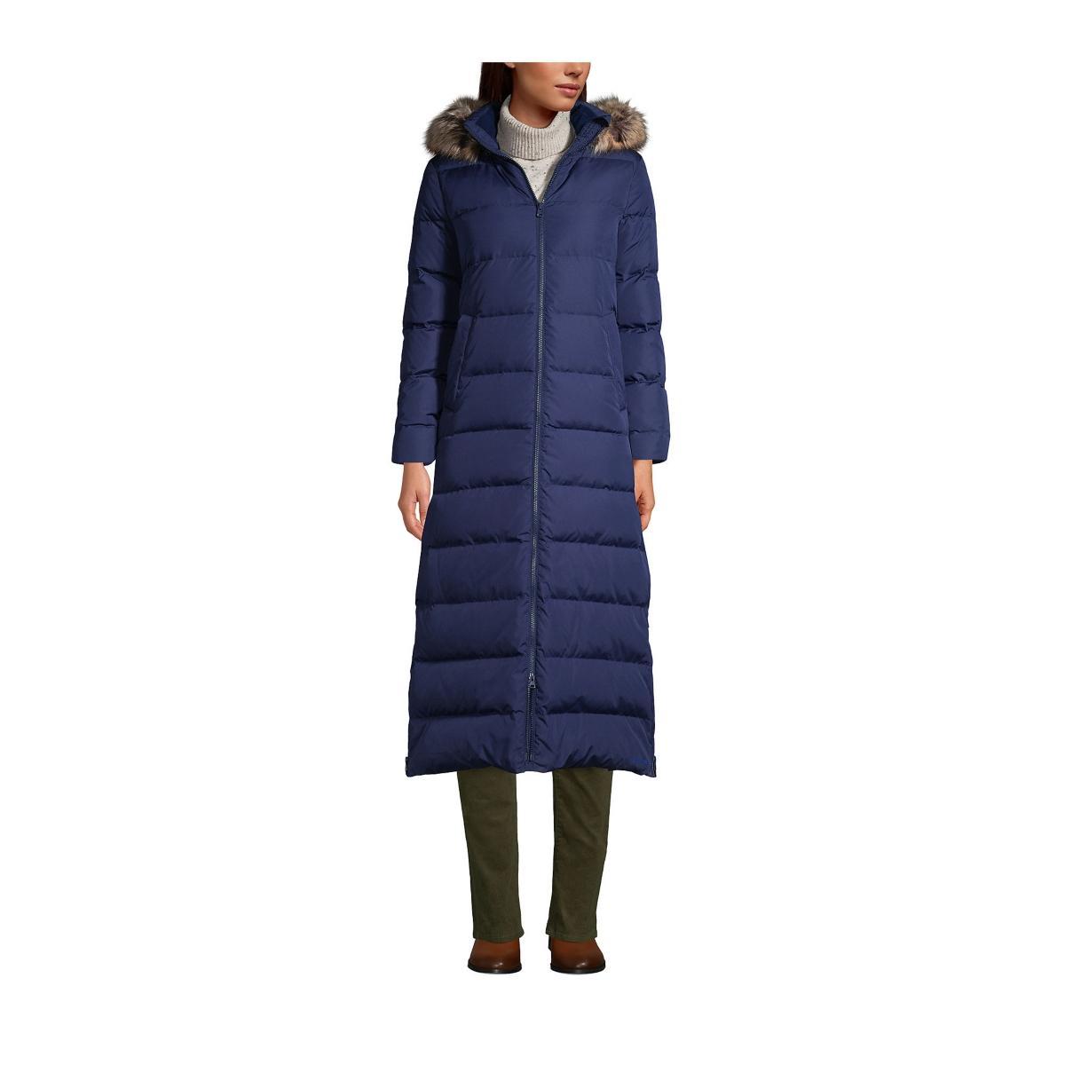 Womens Lands End Faux-Fur Hood Quilted Long Down Winter Coat Product Image