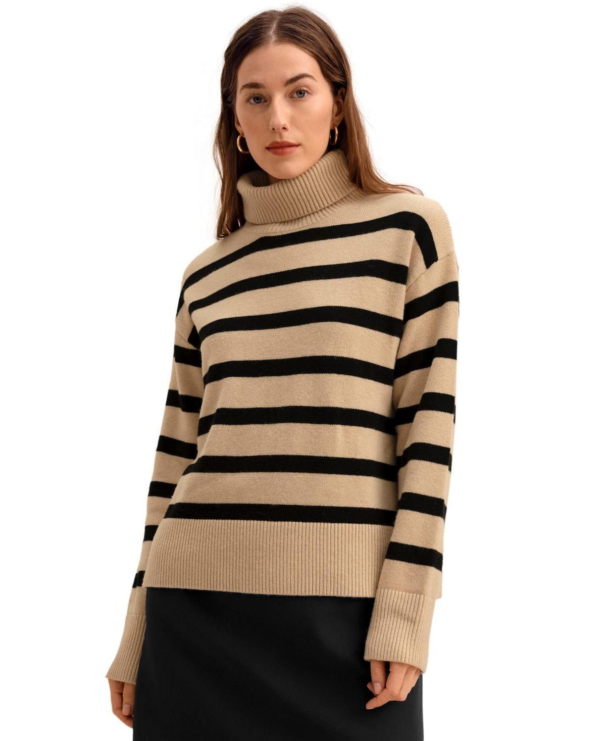 Lilysilk Women's The Tarra Stripe Sweater in Brown at Nordstrom, Size Small Product Image