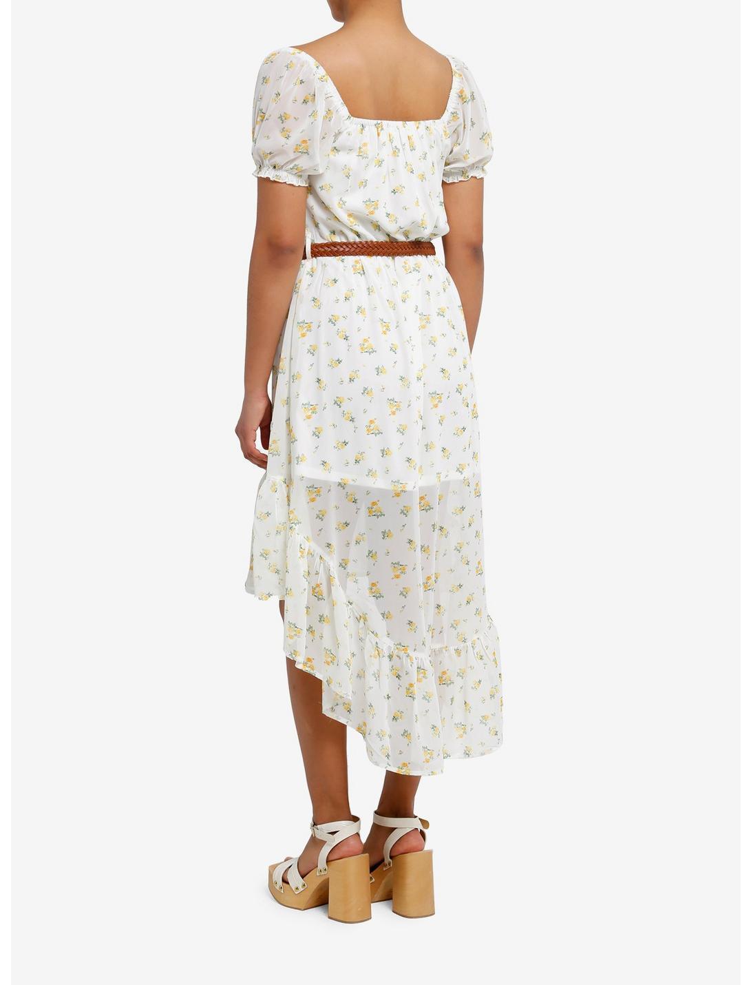 Yellow Floral Ditsy Belted Hi-Low Dress Product Image