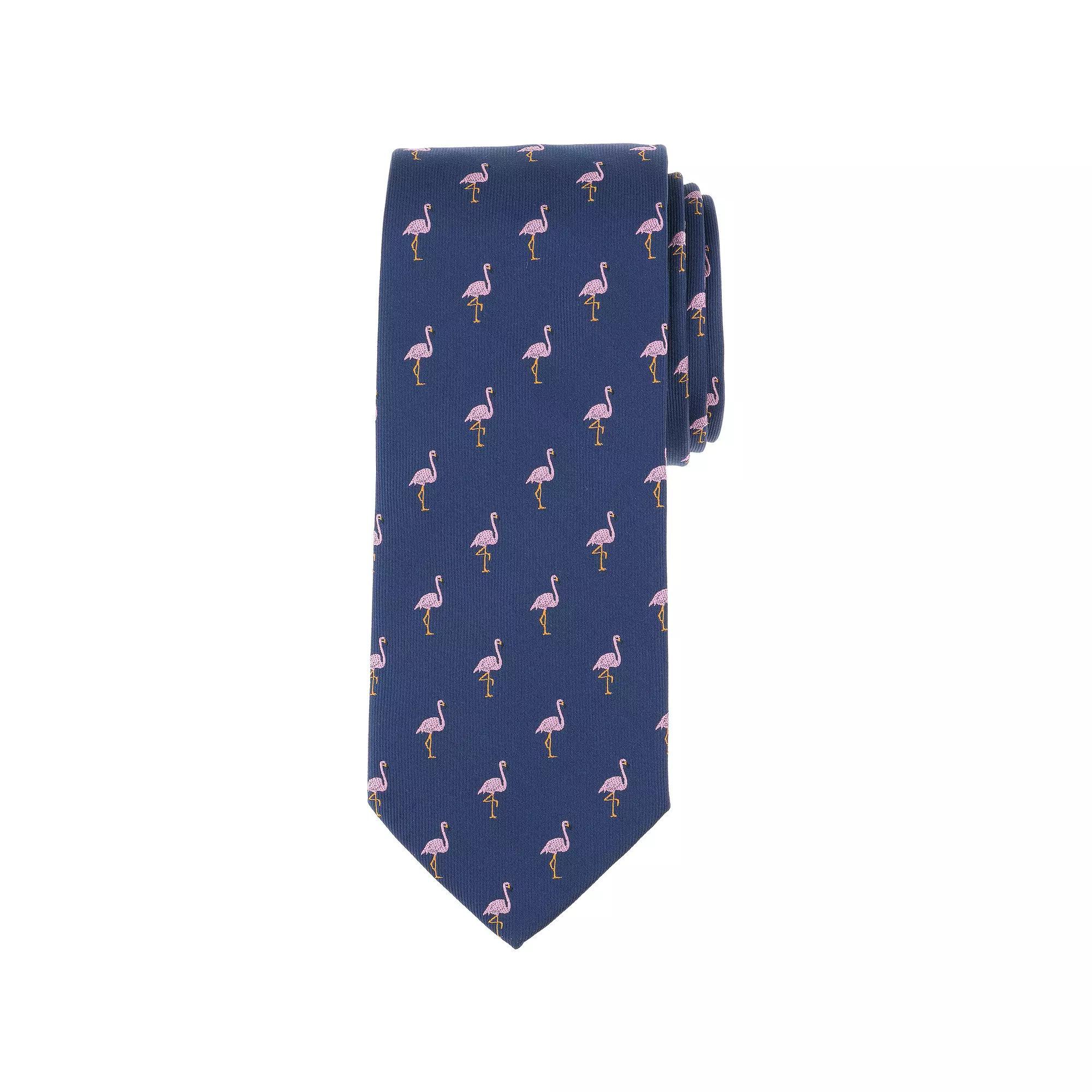 Men's Bespoke Tropical Patterned Tie, Navy Pink Product Image