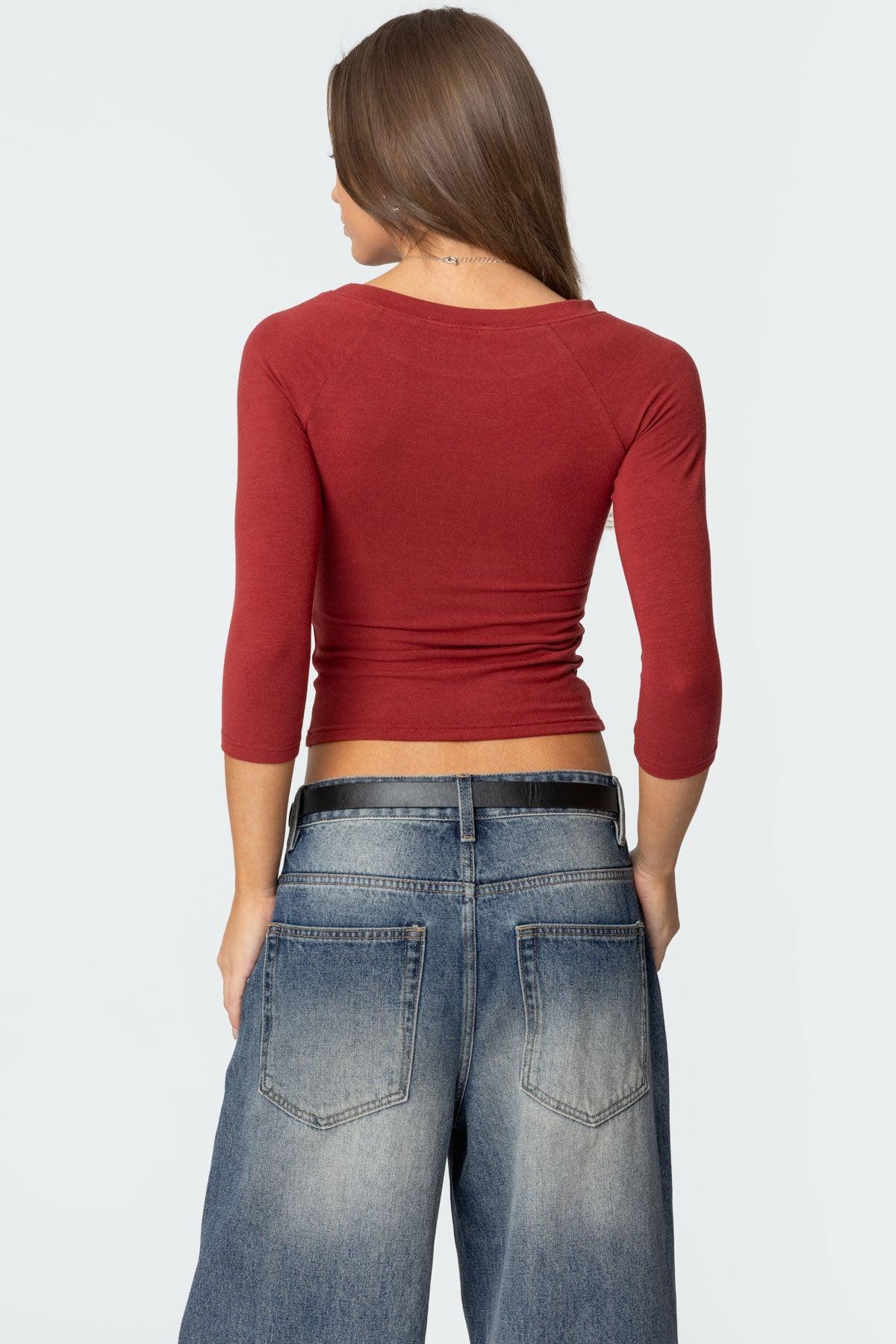 Mary Quarter Sleeve Wide Neck Top Product Image