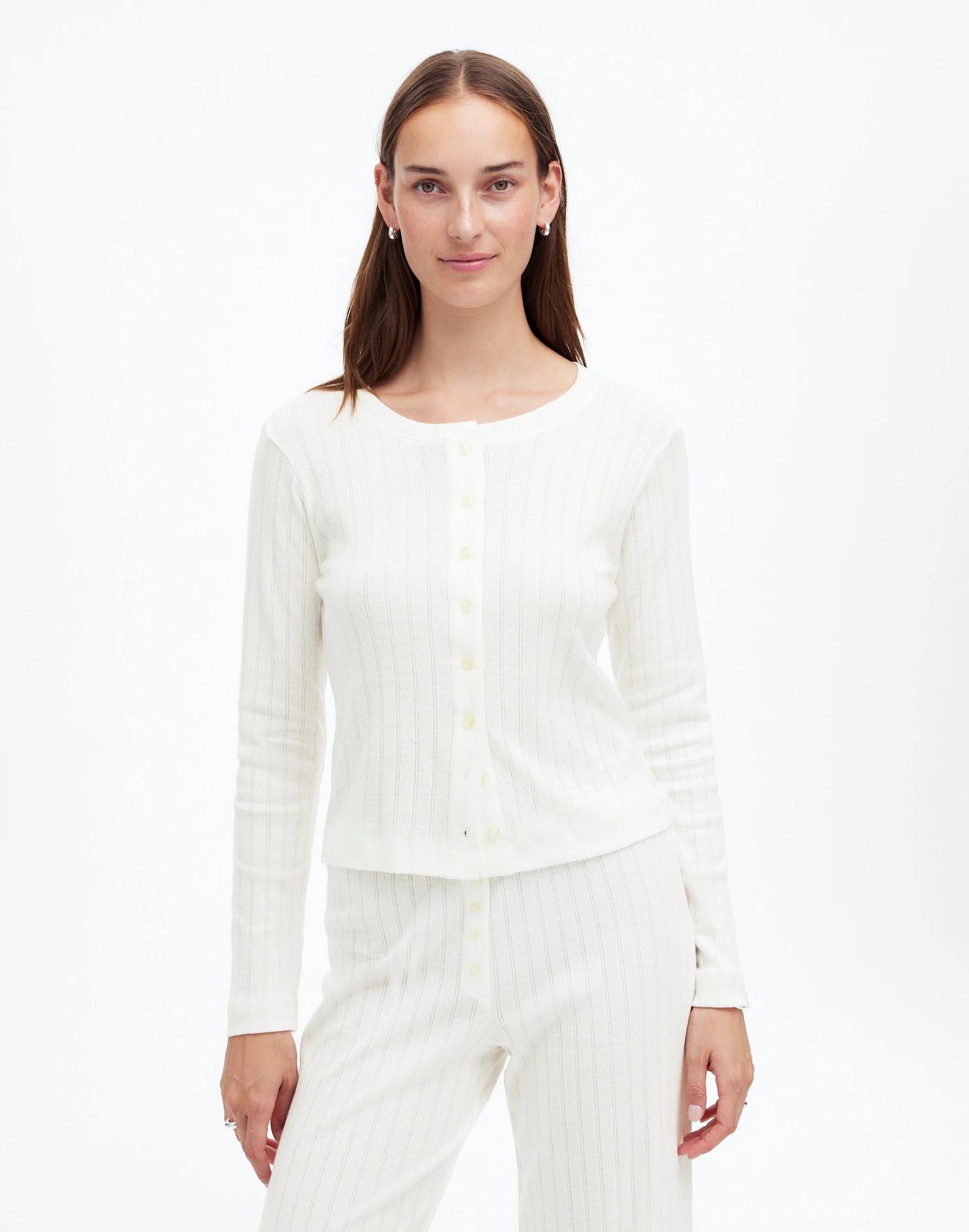 Madewell x LESET Pointelle Classic Crew Cardigan Product Image