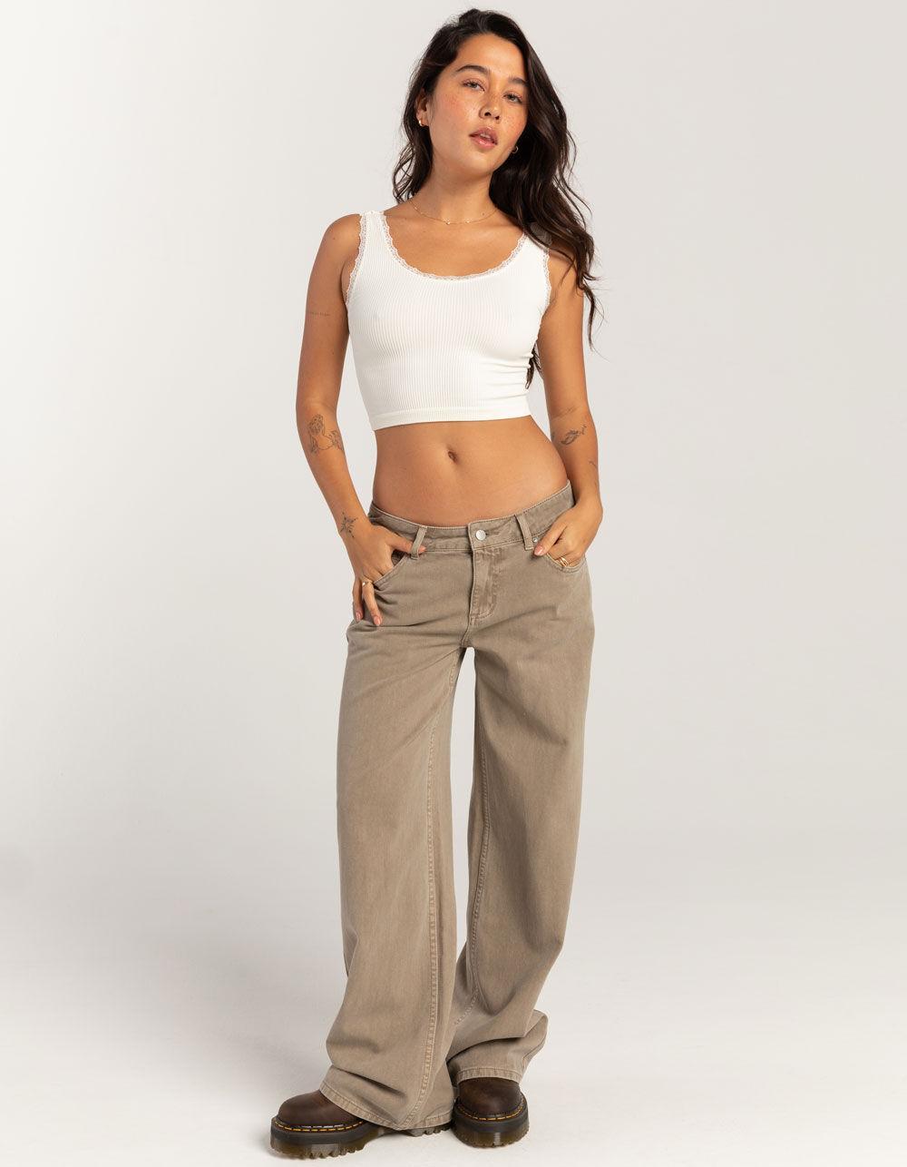 FULL TILT Seamless Lace Trim Womens Tank Top - OFF WHITE Product Image
