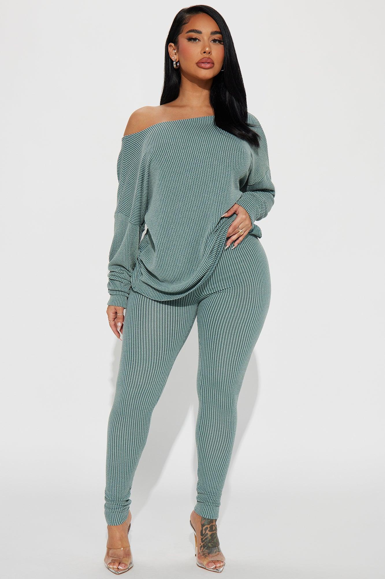 Don't Get Twisted Ribbed Legging Set - Olive Product Image