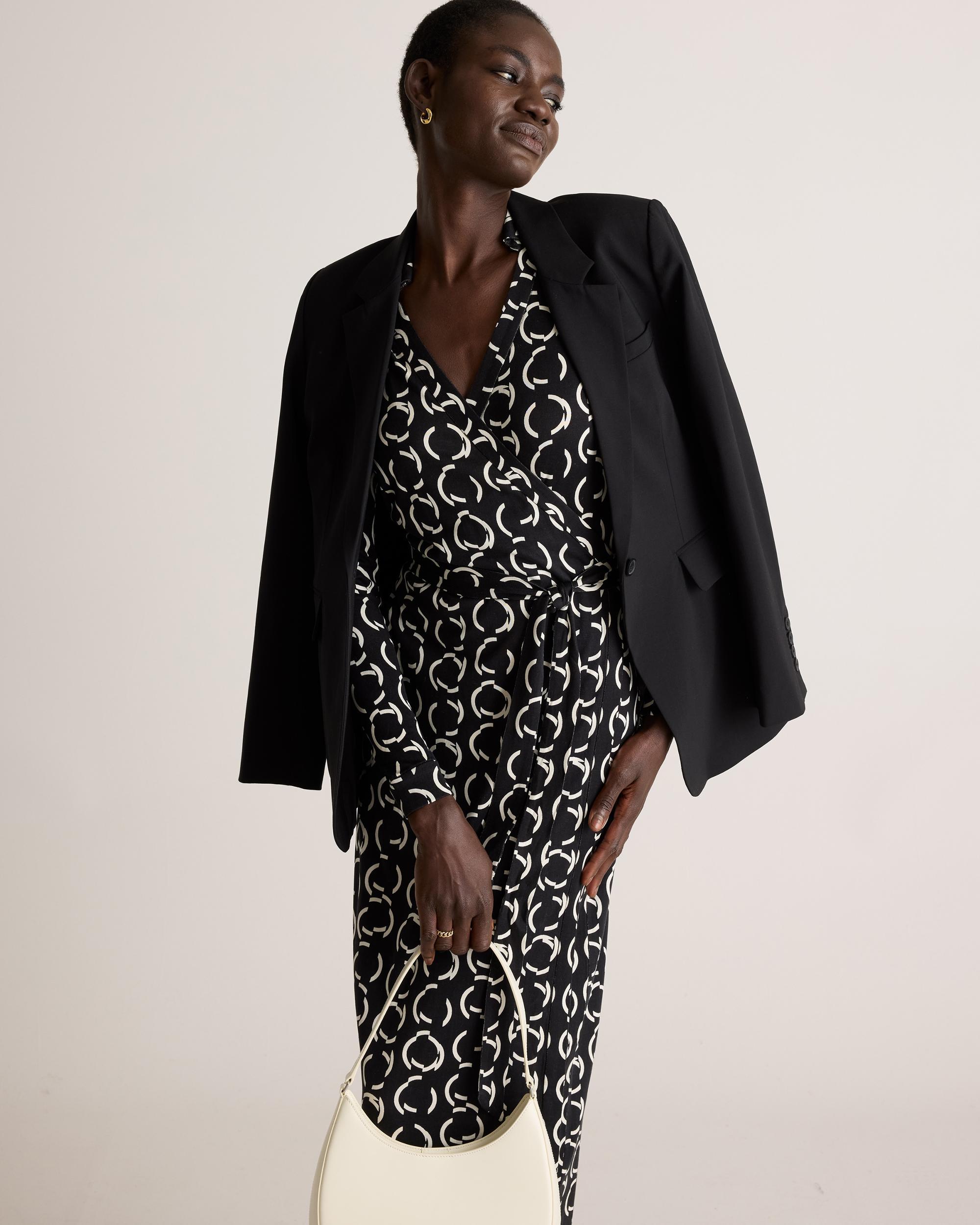 Quince | Women's 100% Silk Jersey Midi Wrap Dress Size XS Product Image