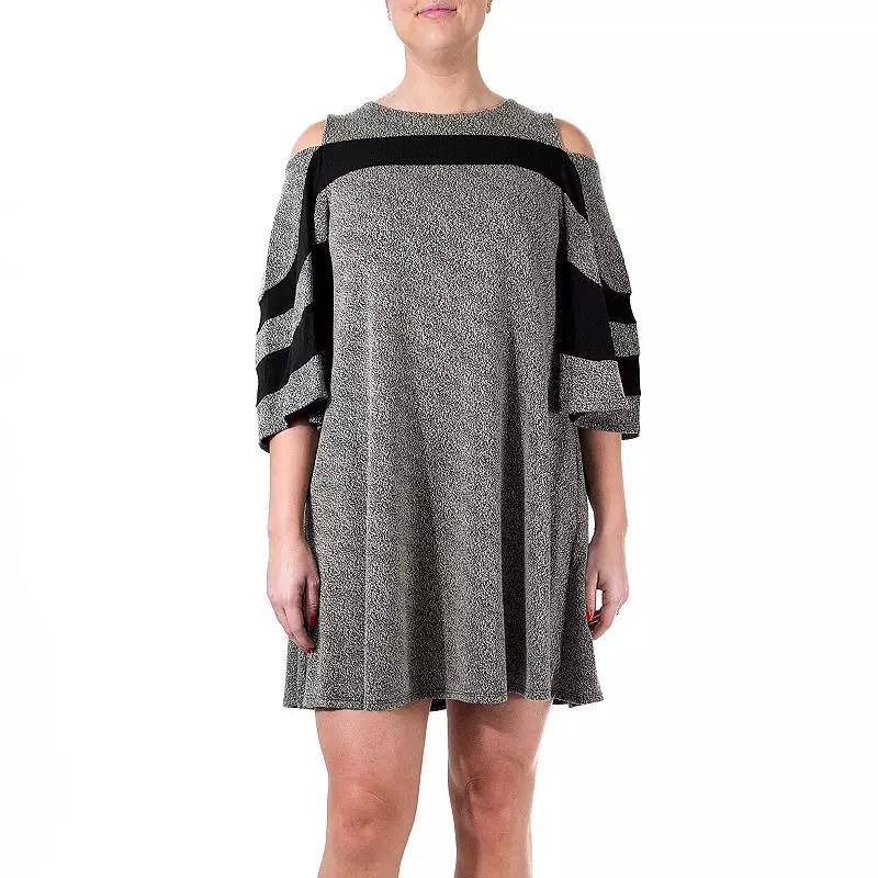 Womens Nina Leonard Colorblock Cold-Shoulder Swing Dress Product Image