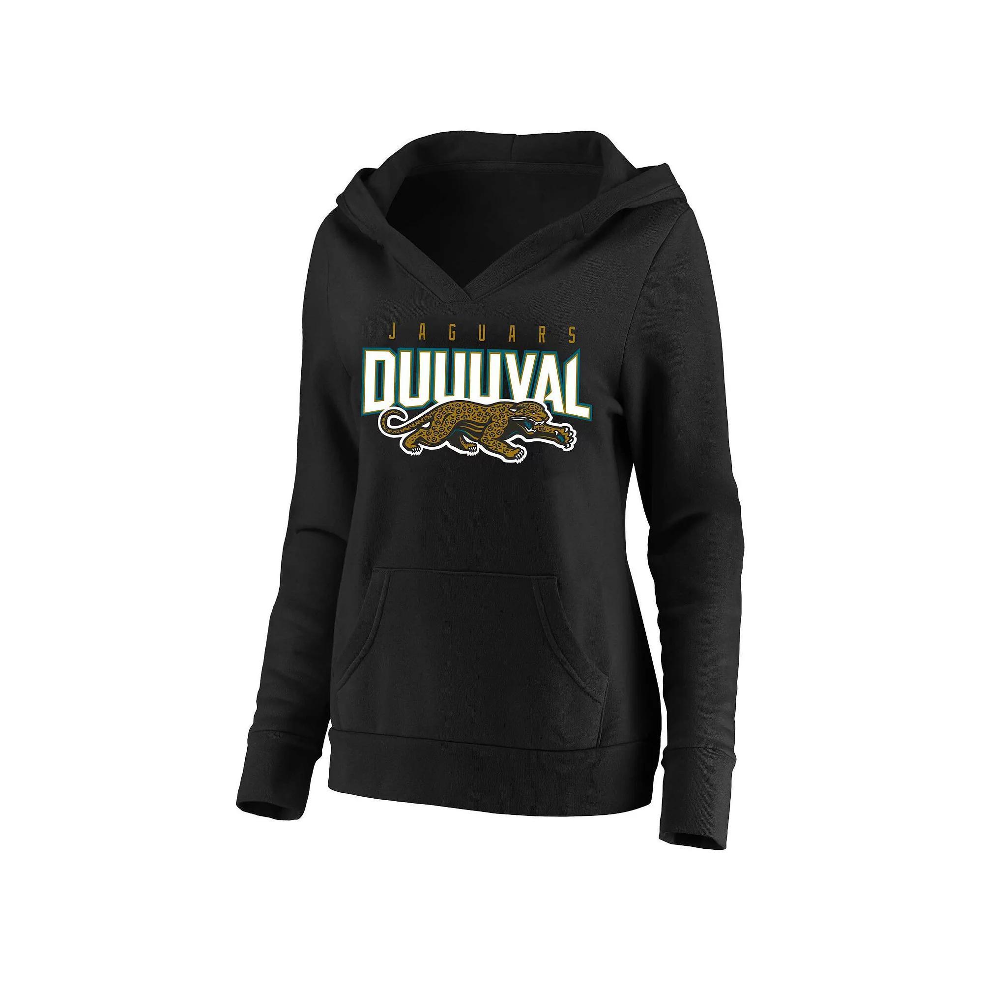 Women's Mitchell & Ness Black Jacksonville Jaguars Plus Size Retro Logo Pullover Hoodie, Size: 2XL Product Image