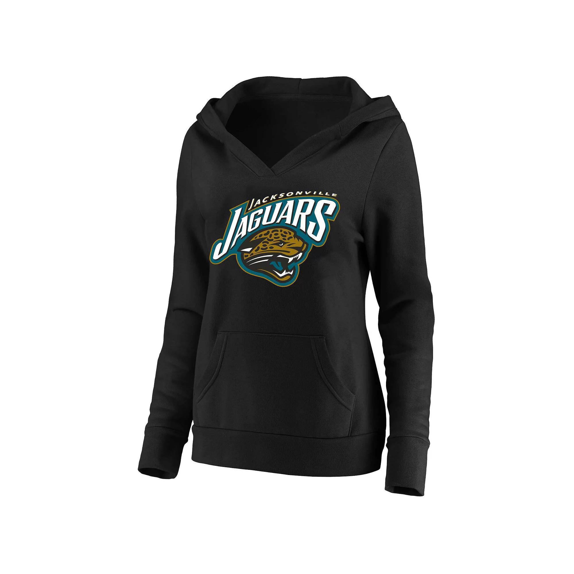 Women's Mitchell & Ness Black Jacksonville Jaguars Classic Logo V-Neck Pullover Hoodie, Size: 4XL Product Image