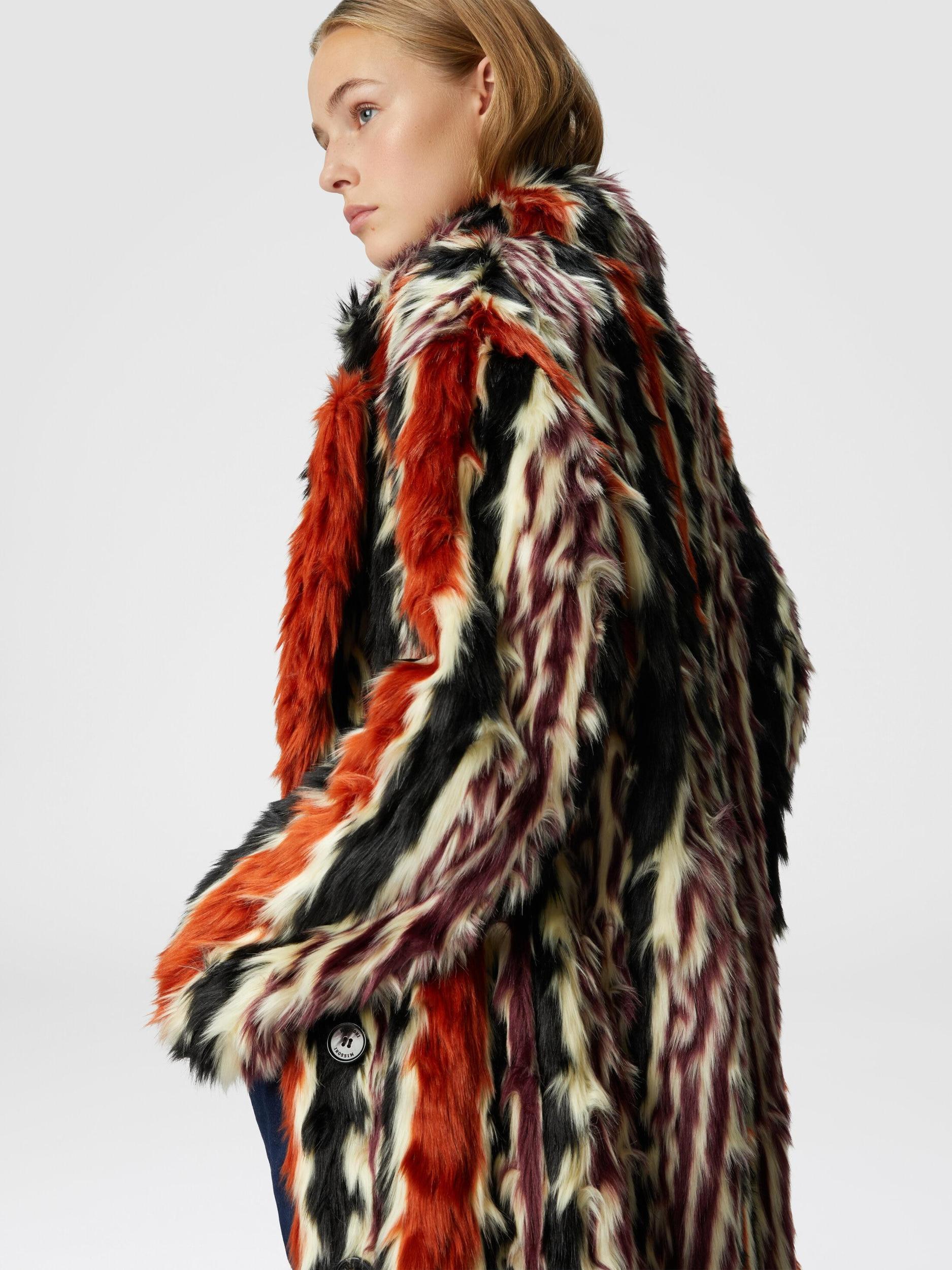 Long coat in striped faux fur Product Image