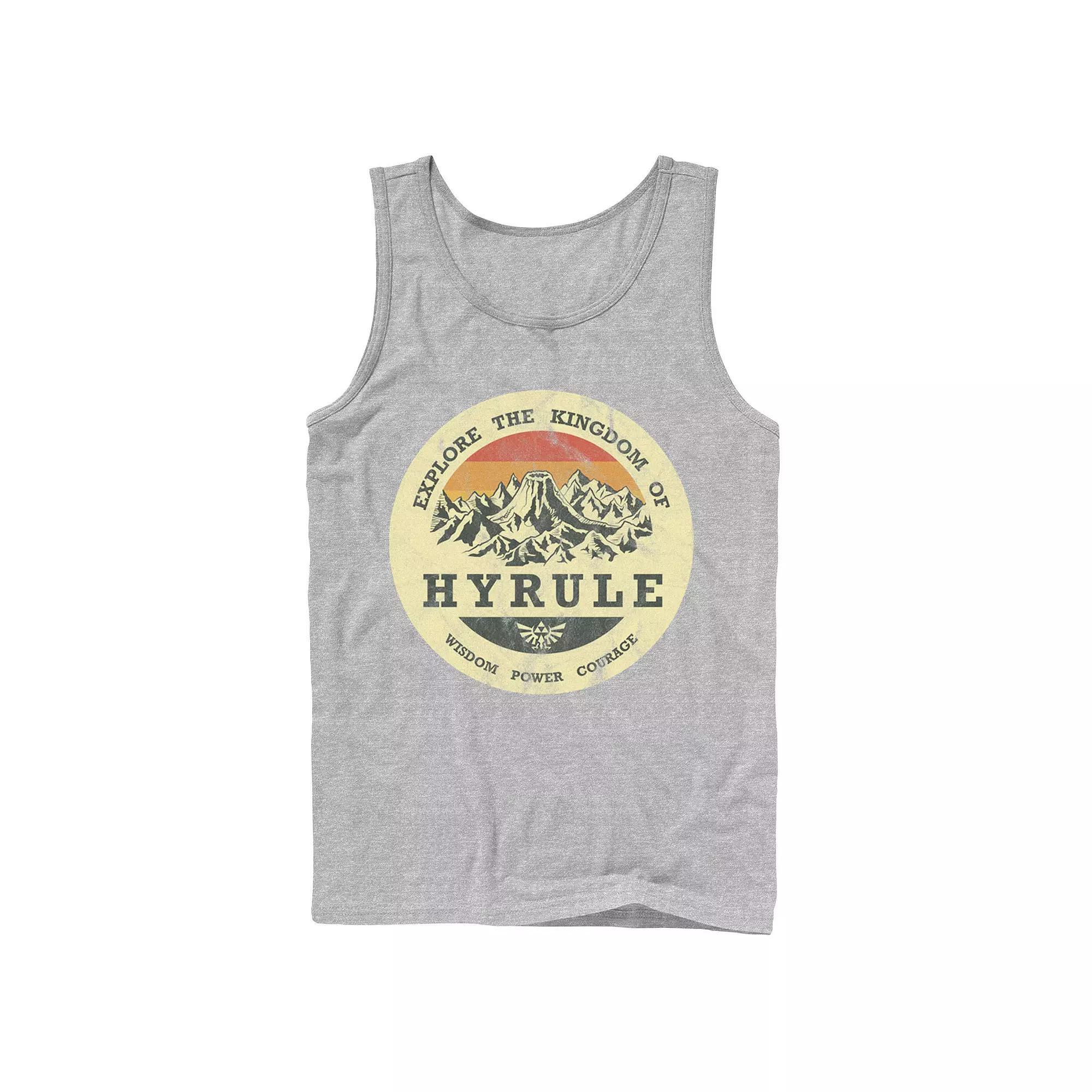 Men's The Legend Of Zelda Explore The Kingdom Of Hyrule Distressed Portrait Tank Top, Size: Large, Athletic Grey Product Image