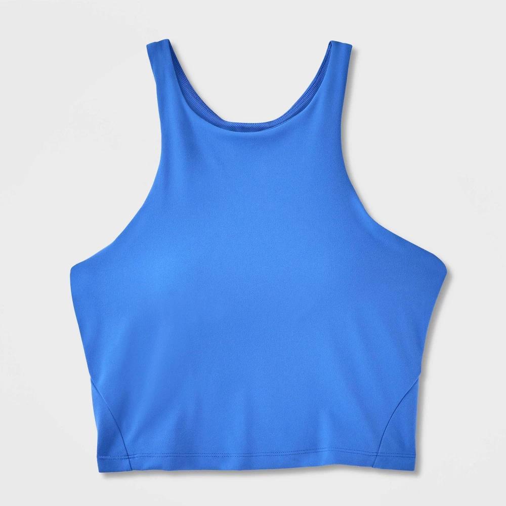 Women's Everyday Soft Highneck Cropped Support Tank Top - All In Motion™ Light Blue S: Moisture Wicking, Quick Dry, UPF 50+ Product Image