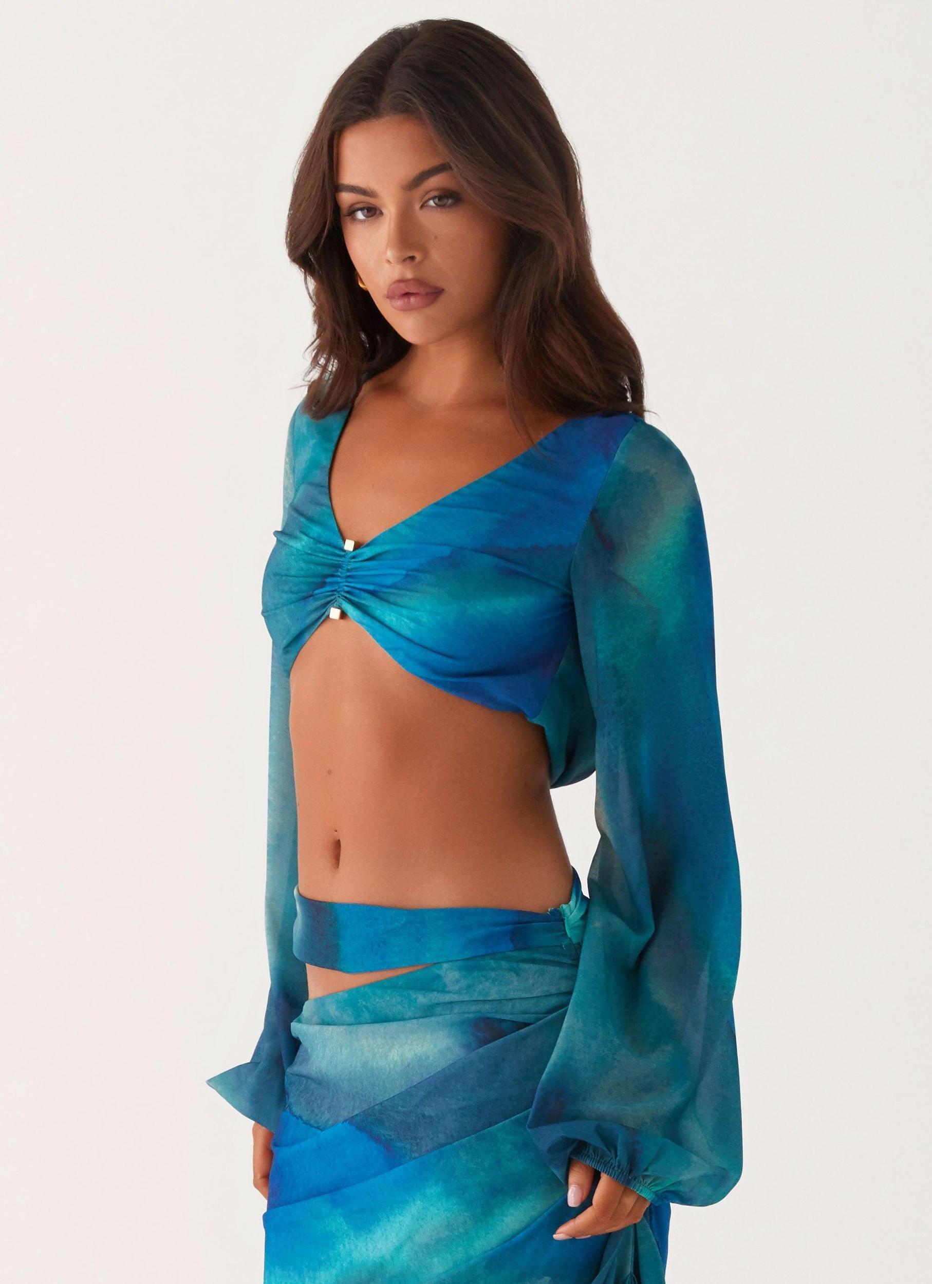 Austin Long Sleeve Top - Blue Tie Dye Product Image