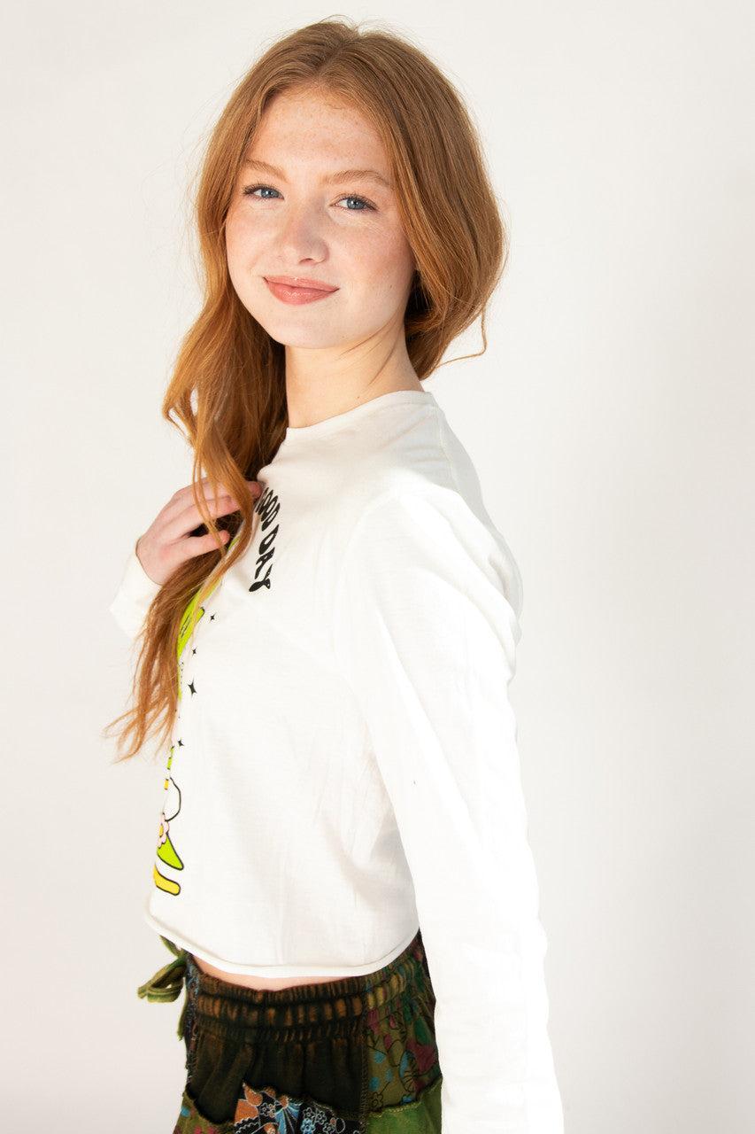 It's a Good Day Long Sleeve Crop Shirt Product Image